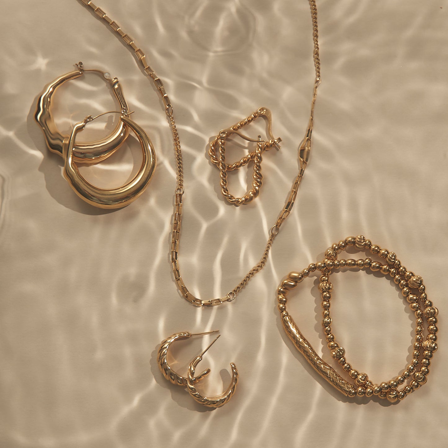 Narelle Waterproof Twisted Hoop Earrings