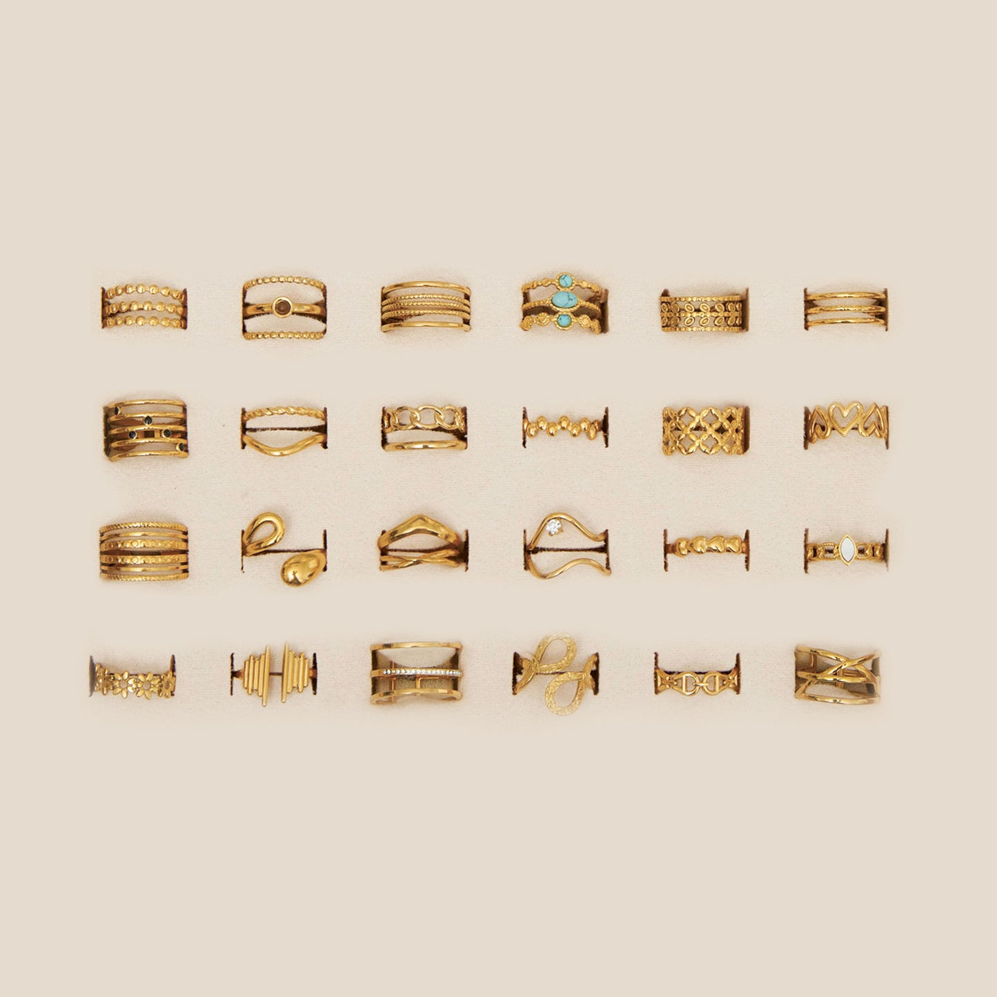 24 Piece Narelle Waterproof Gold Ring Assortment