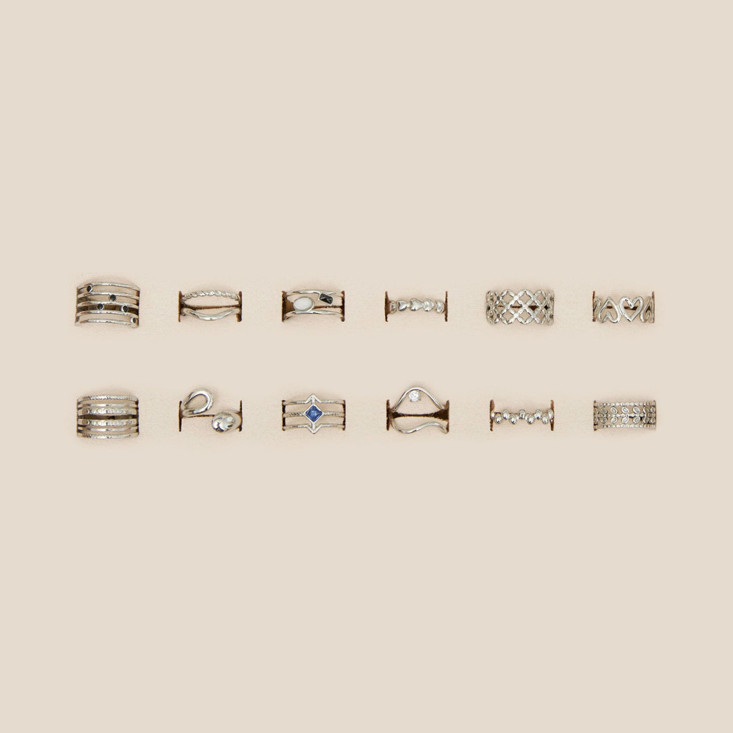 12 Piece Narelle Waterproof Silver Ring Assortment