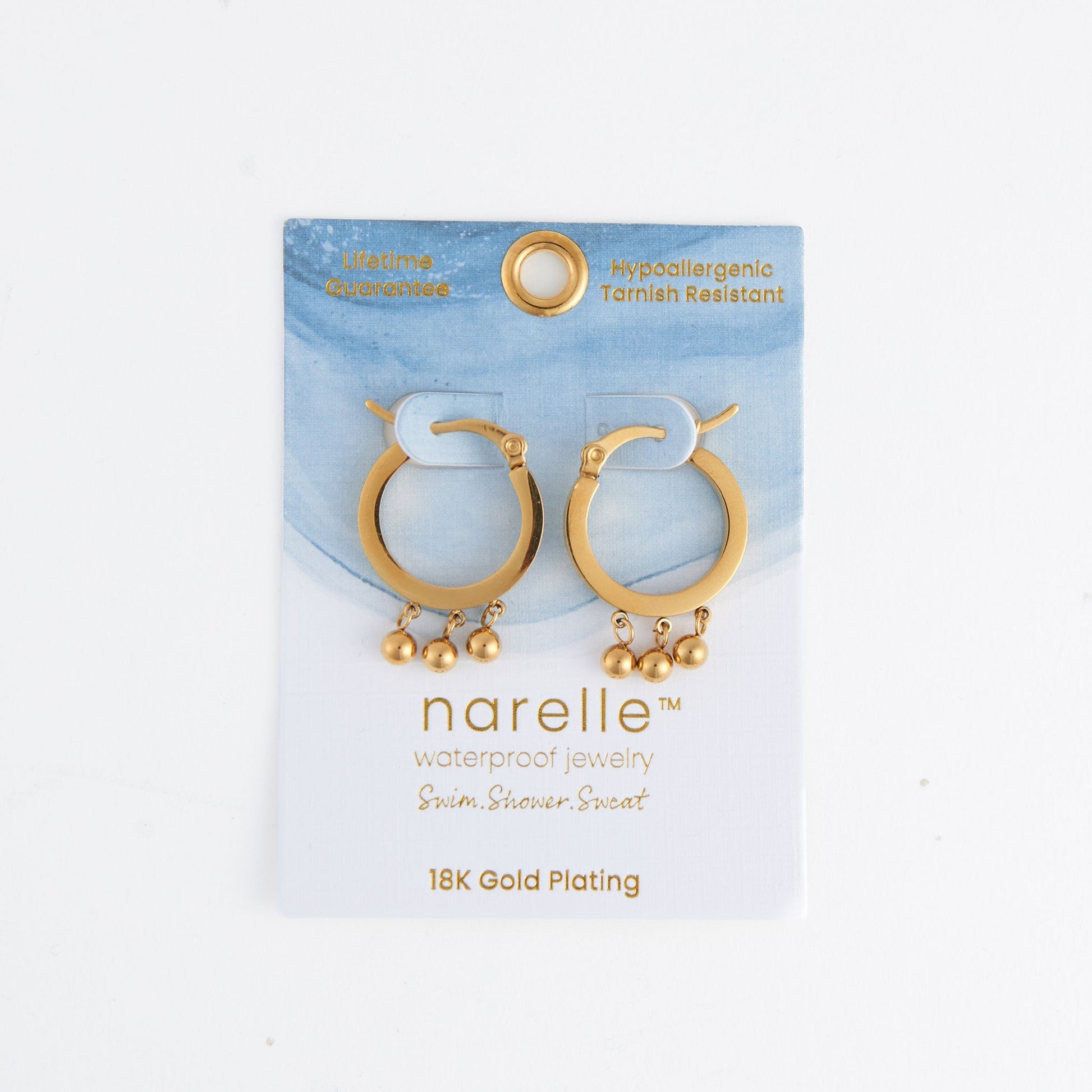 Narelle Waterproof Dangle Drop Huggie Hoop Earrings