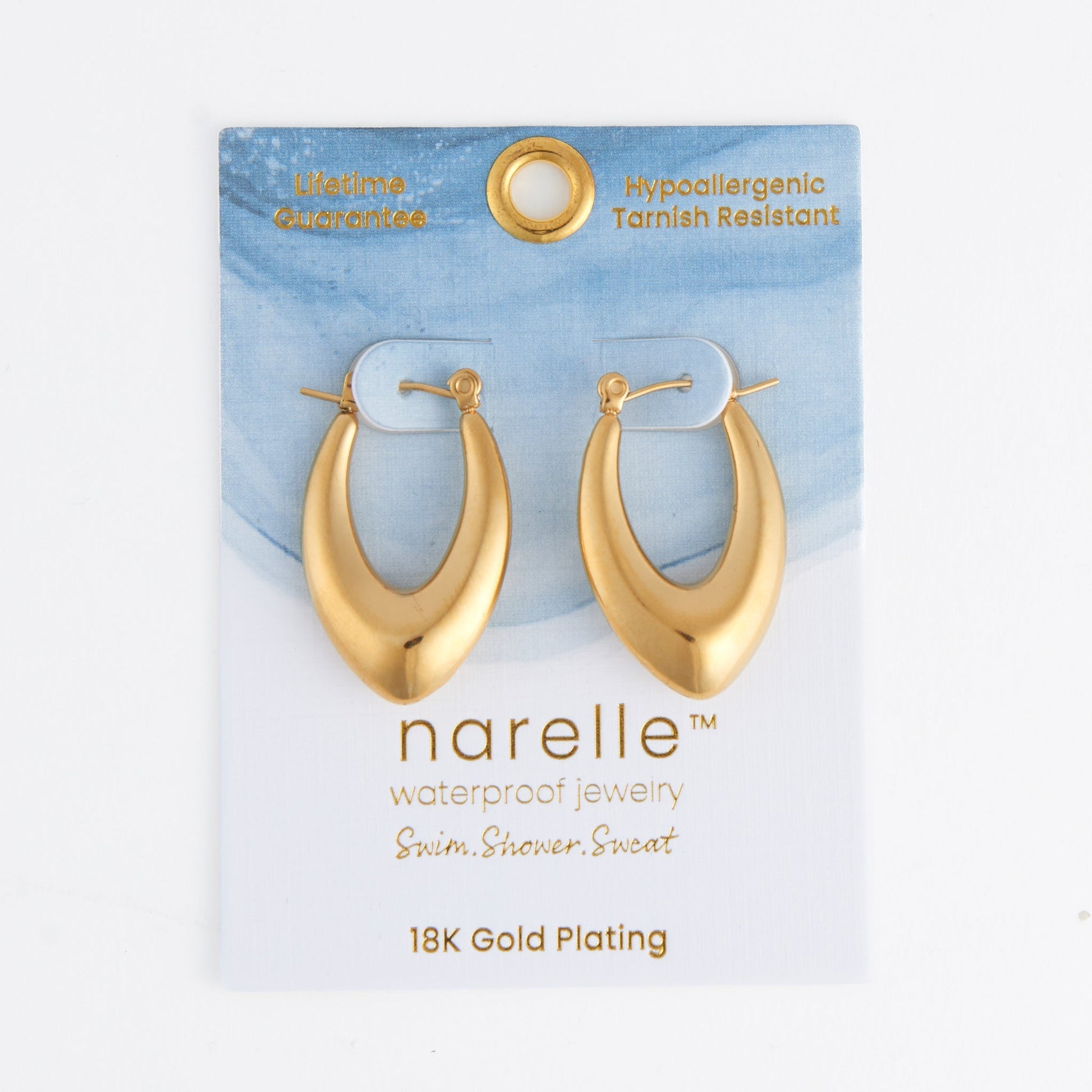 Narelle Waterproof Oval Pointed Earrings