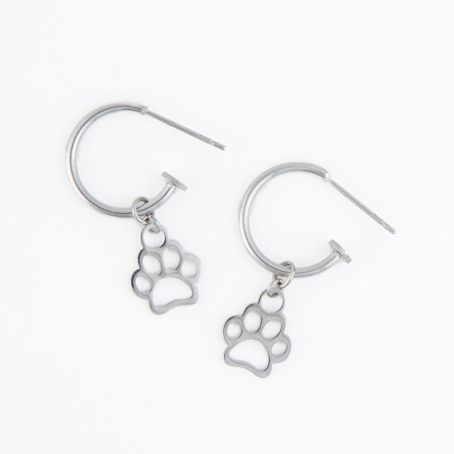 Narelle Waterproof Paw Print Charm C Hoop Earrings