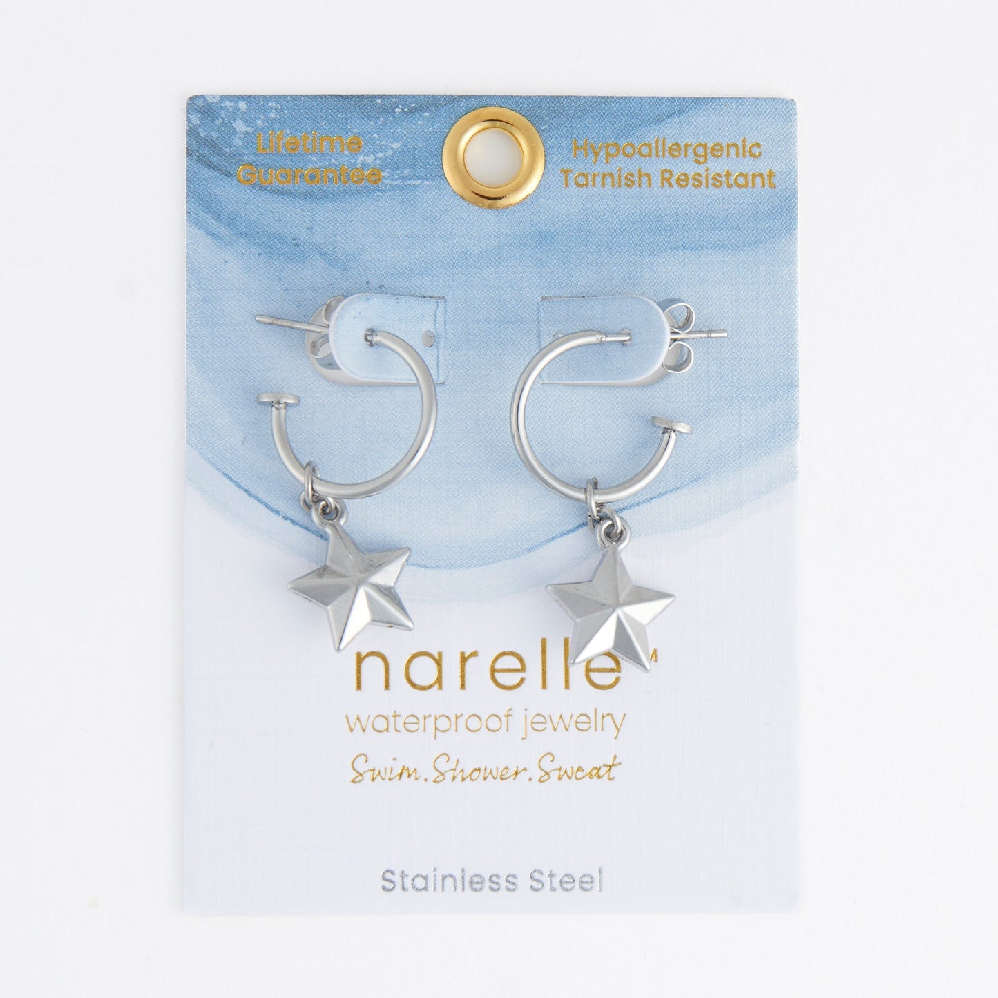 Narelle Waterproof Star Charm C Hoop Earrings