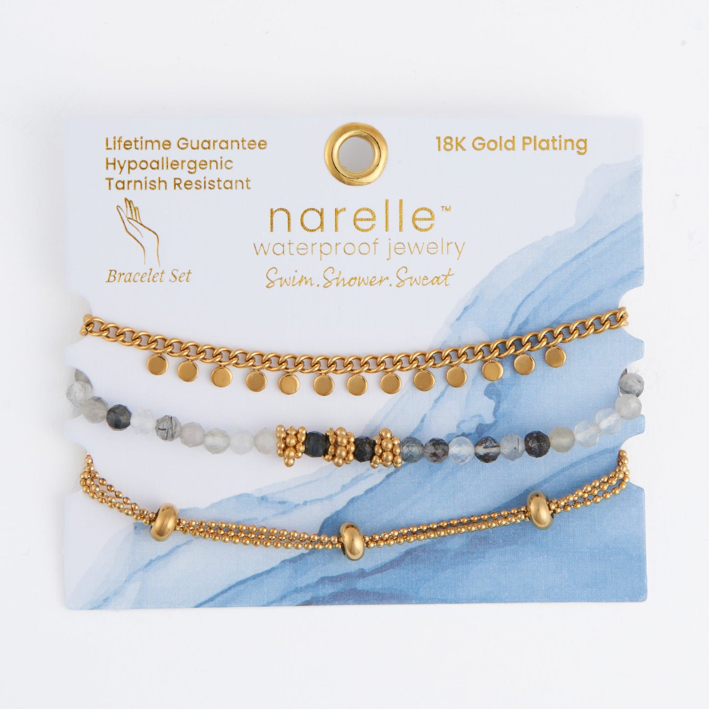 Narelle Waterproof Beaded Chain Bracelet Set