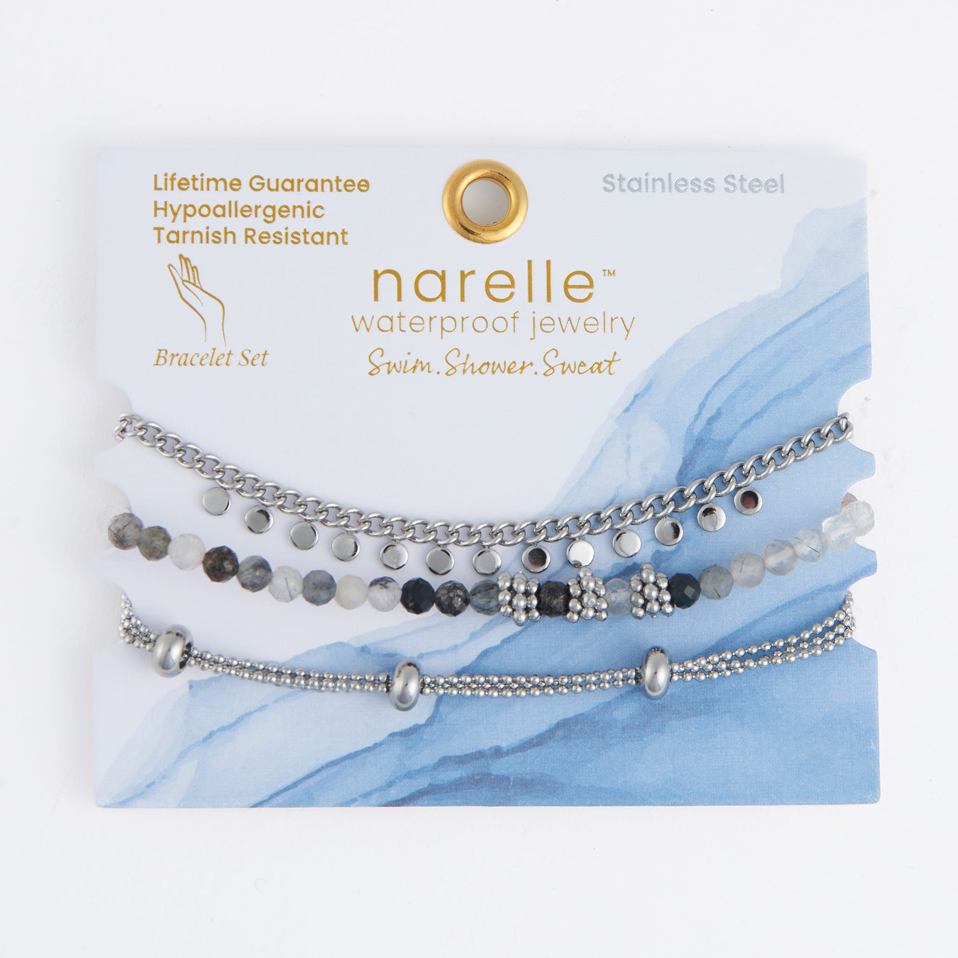 Narelle Waterproof Beaded Chain Bracelet Set