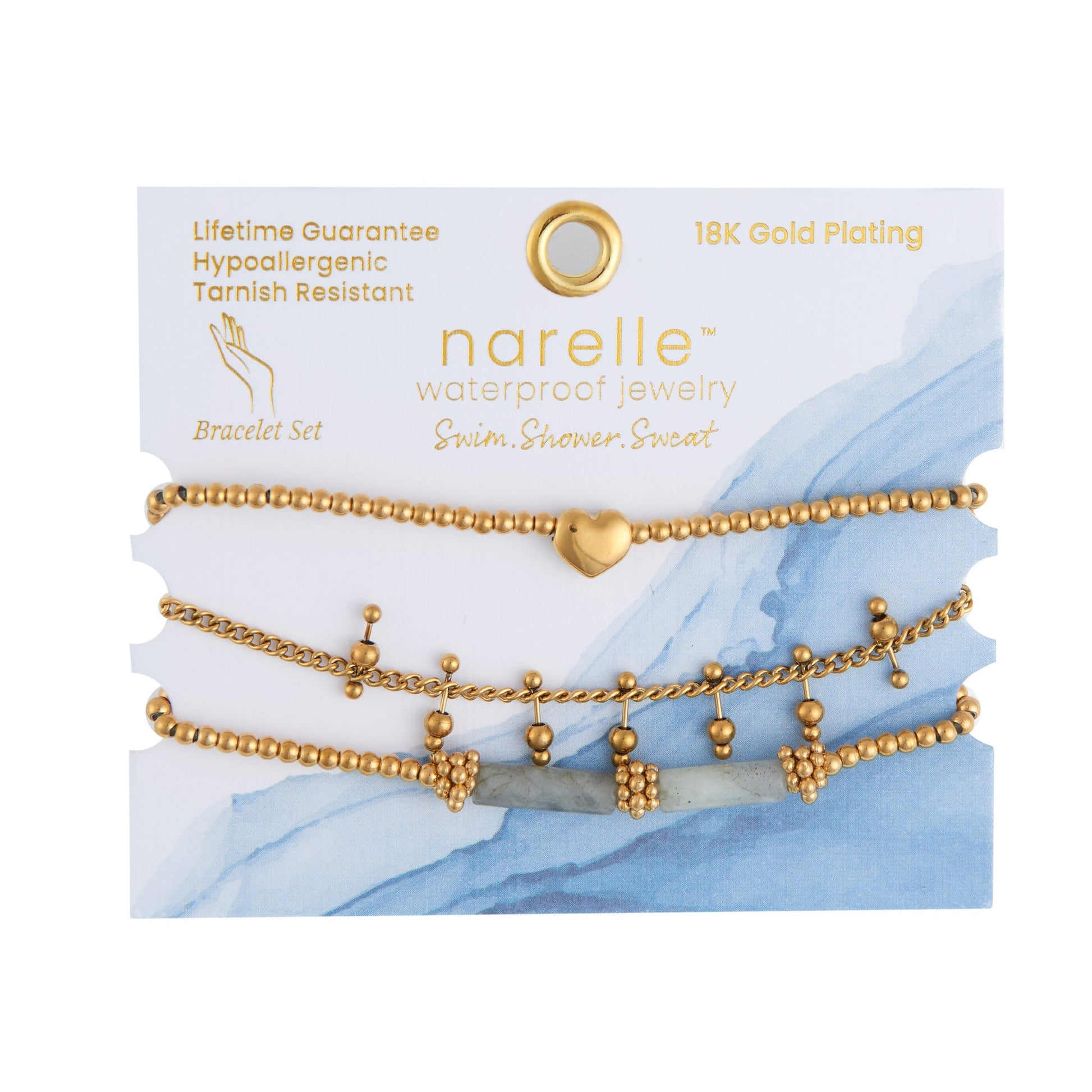 Narelle Waterproof Heart Beaded Bracelet Set