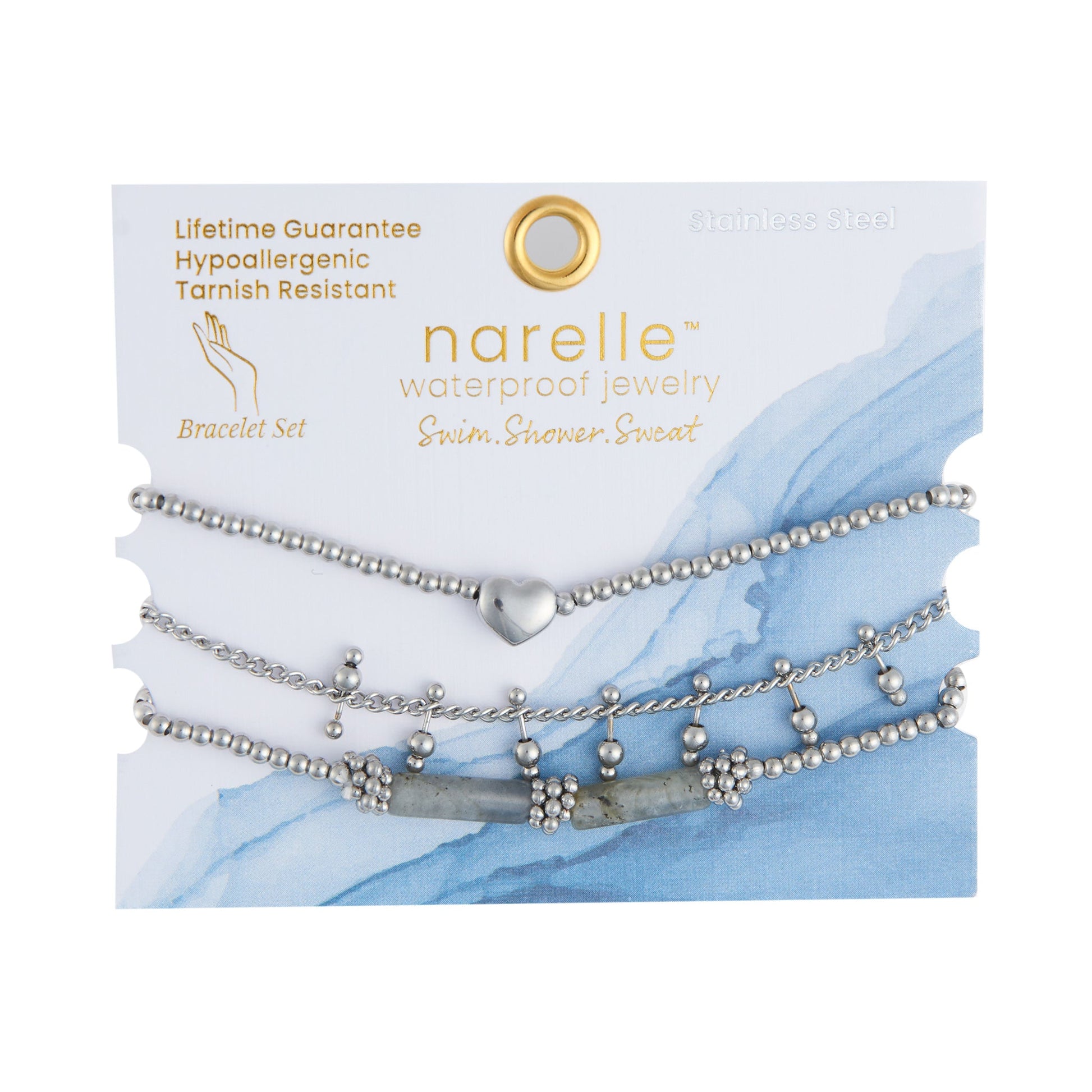 Narelle Waterproof Heart Beaded Bracelet Set