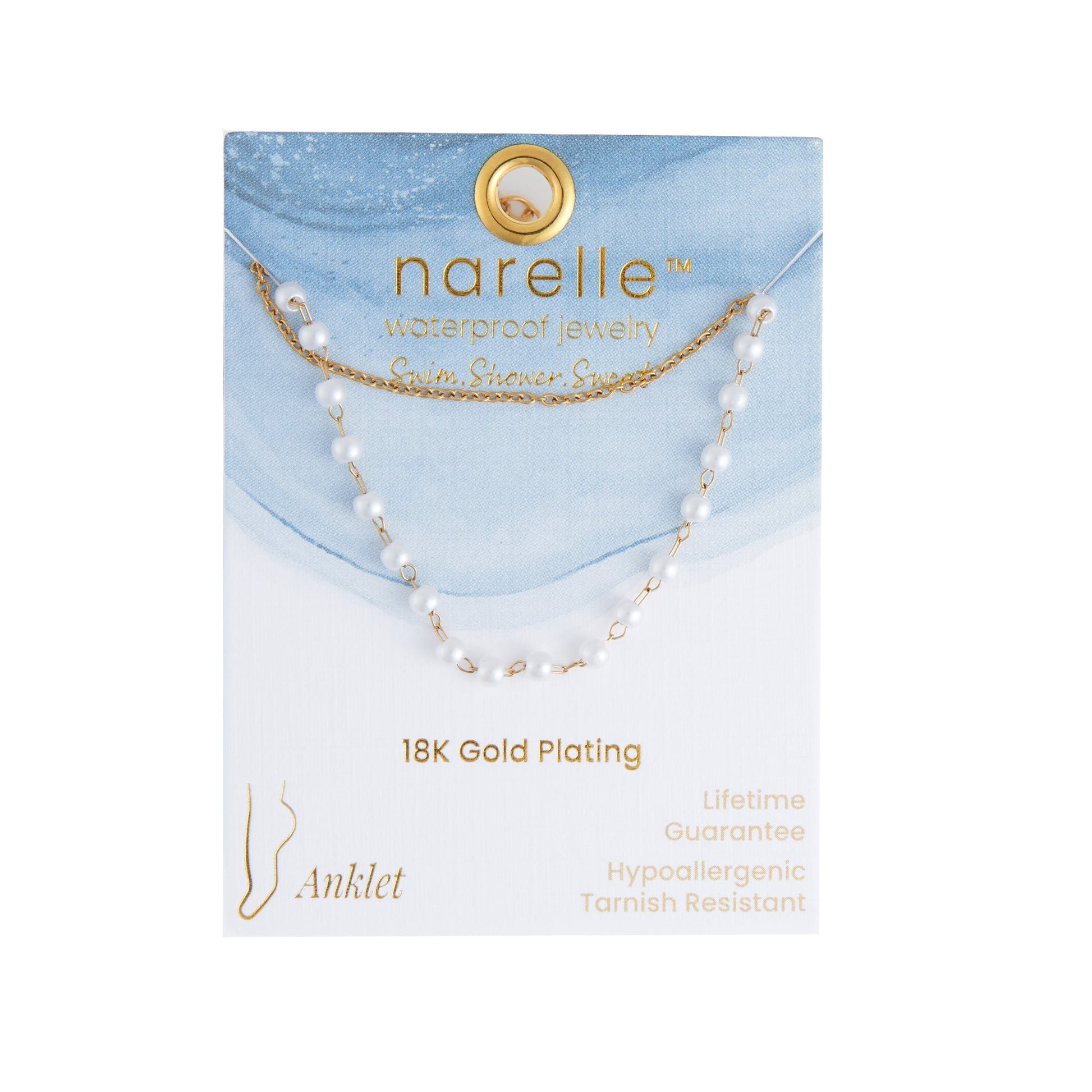 Narelle Waterproof Double Row Pearl and Chain Anklet