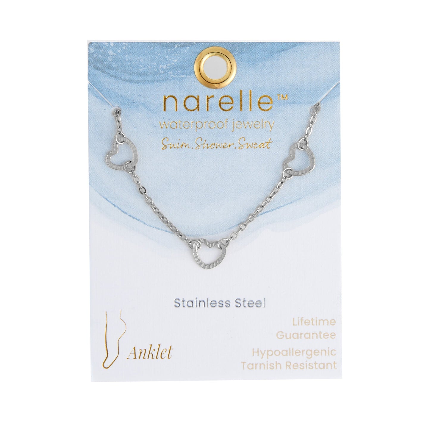 Narelle Waterproof Linked Heart Anklet