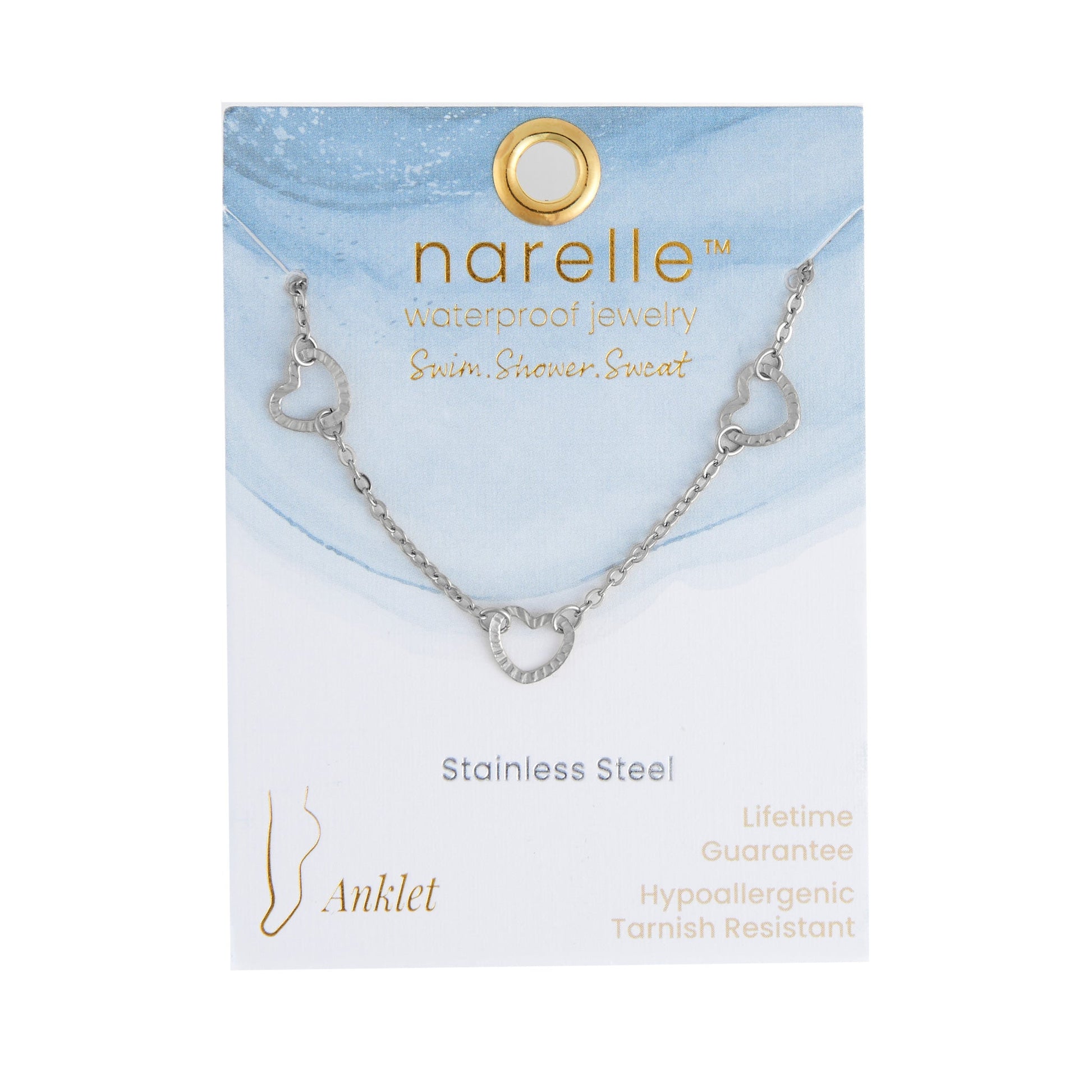 Narelle Waterproof Linked Heart Anklet