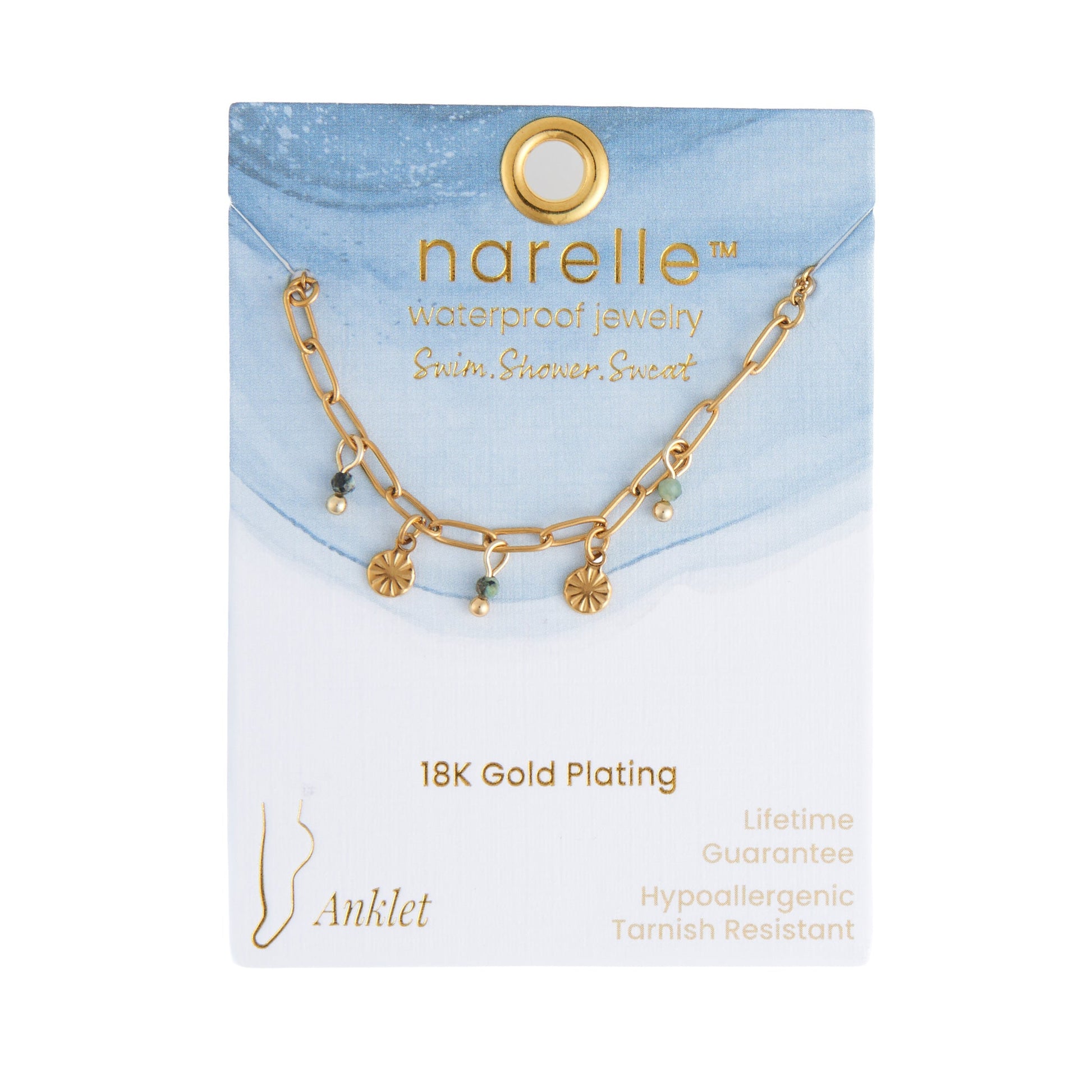 Narelle Waterproof Beaded Charm Anklet