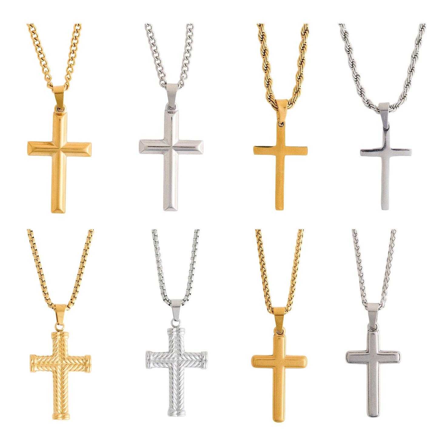 16 Piece Narelle Waterproof Unisex Cross Necklace Assortment