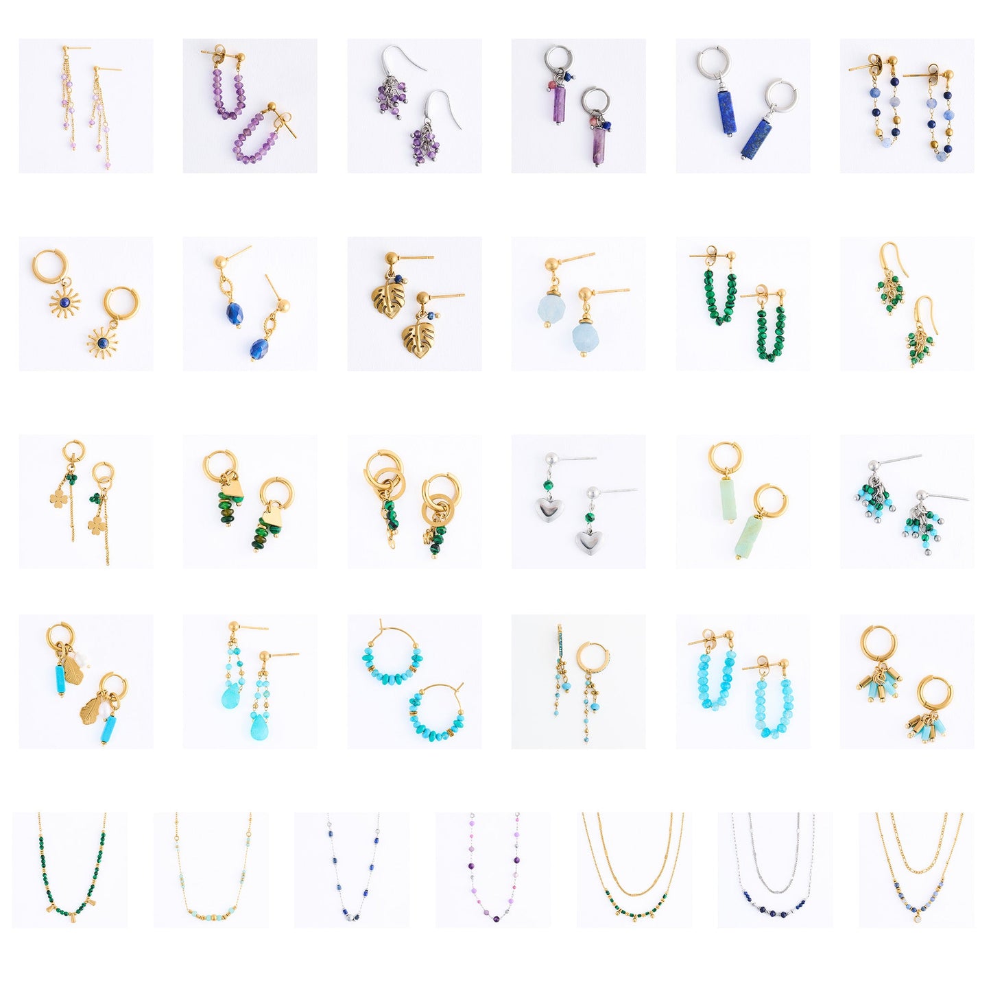 62 Piece Narelle Waterproof Genuine Stone Multicolor Brights Necklace And Earring Assortment