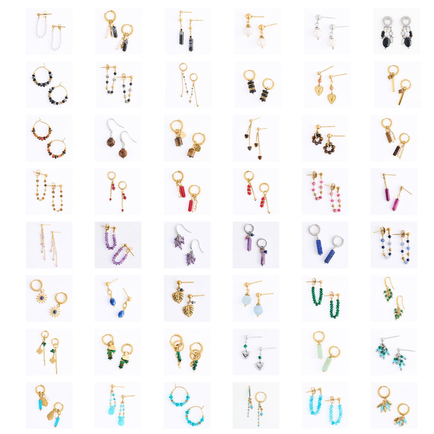 96 Piece Narelle Waterproof Genuine Stone Multicolor Earring Assortment