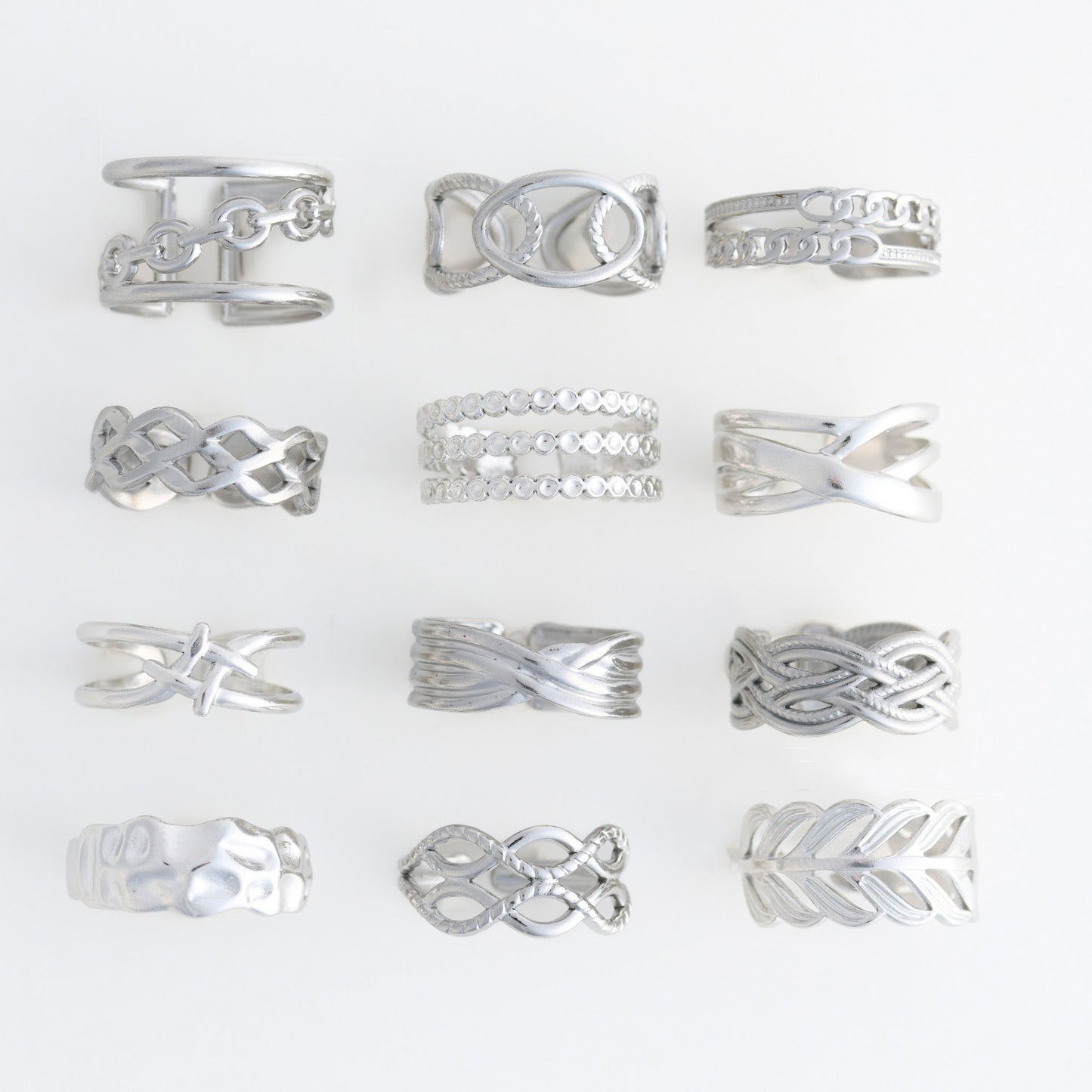 12 Piece Narelle Waterproof Silver Ring Refill Assortment