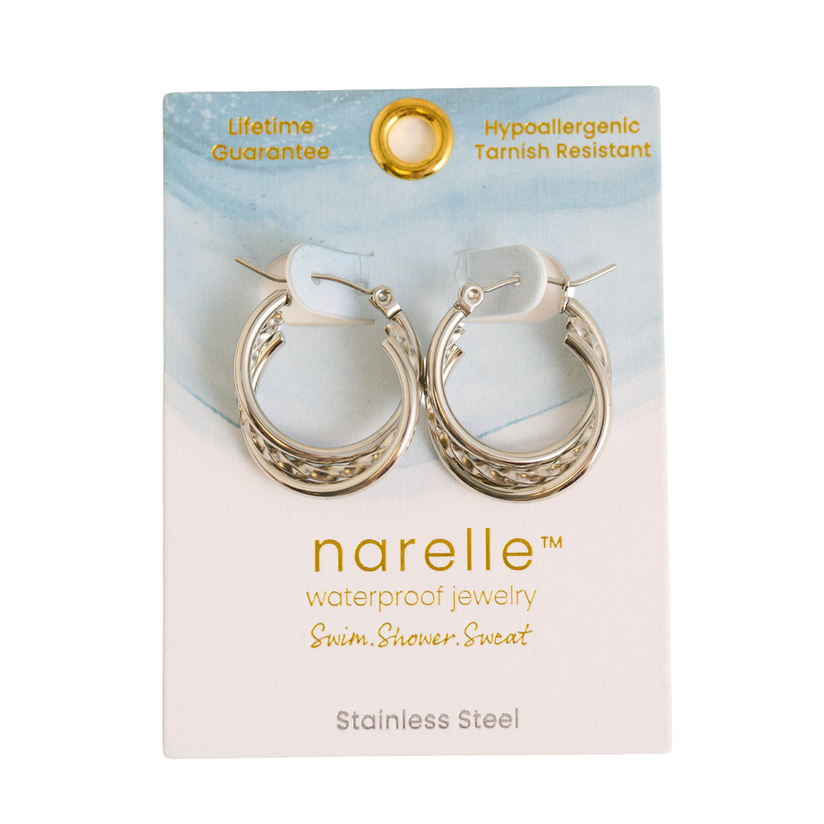 Narelle Waterproof Multi Band Twisted Hoop Earrings