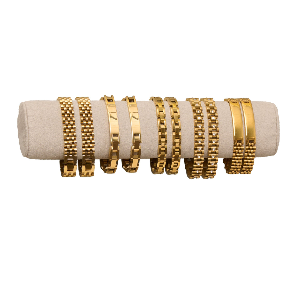 10 Piece Gold Chunky Watch Band Bracelet Unit with Display