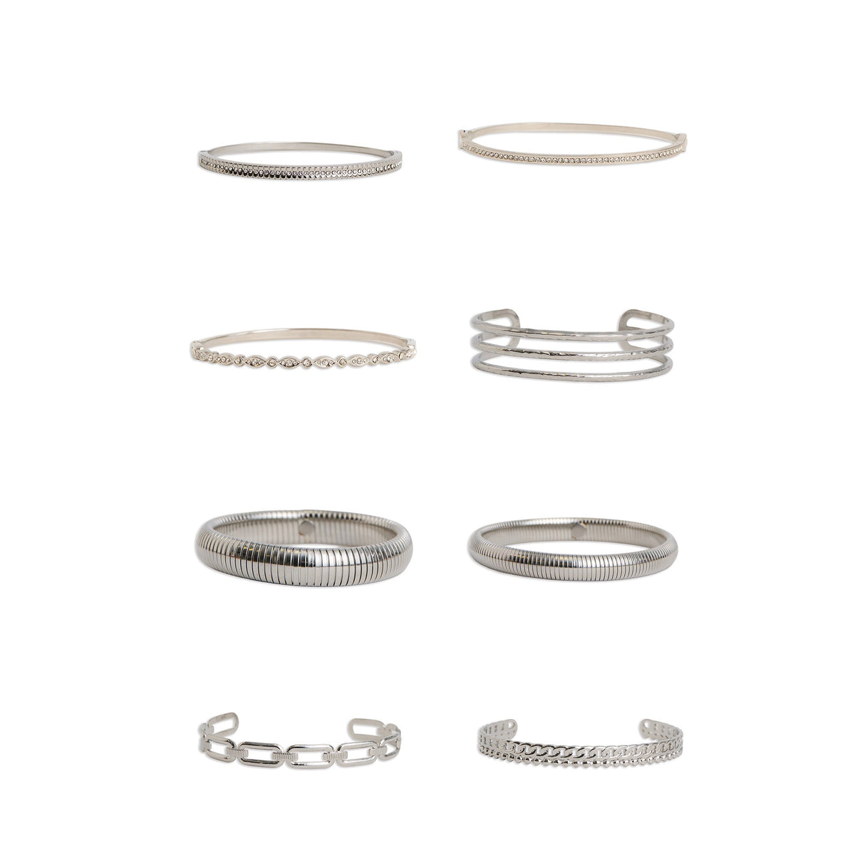 16 Piece Narelle Waterproof Silver Bangle Bracelet Assortment