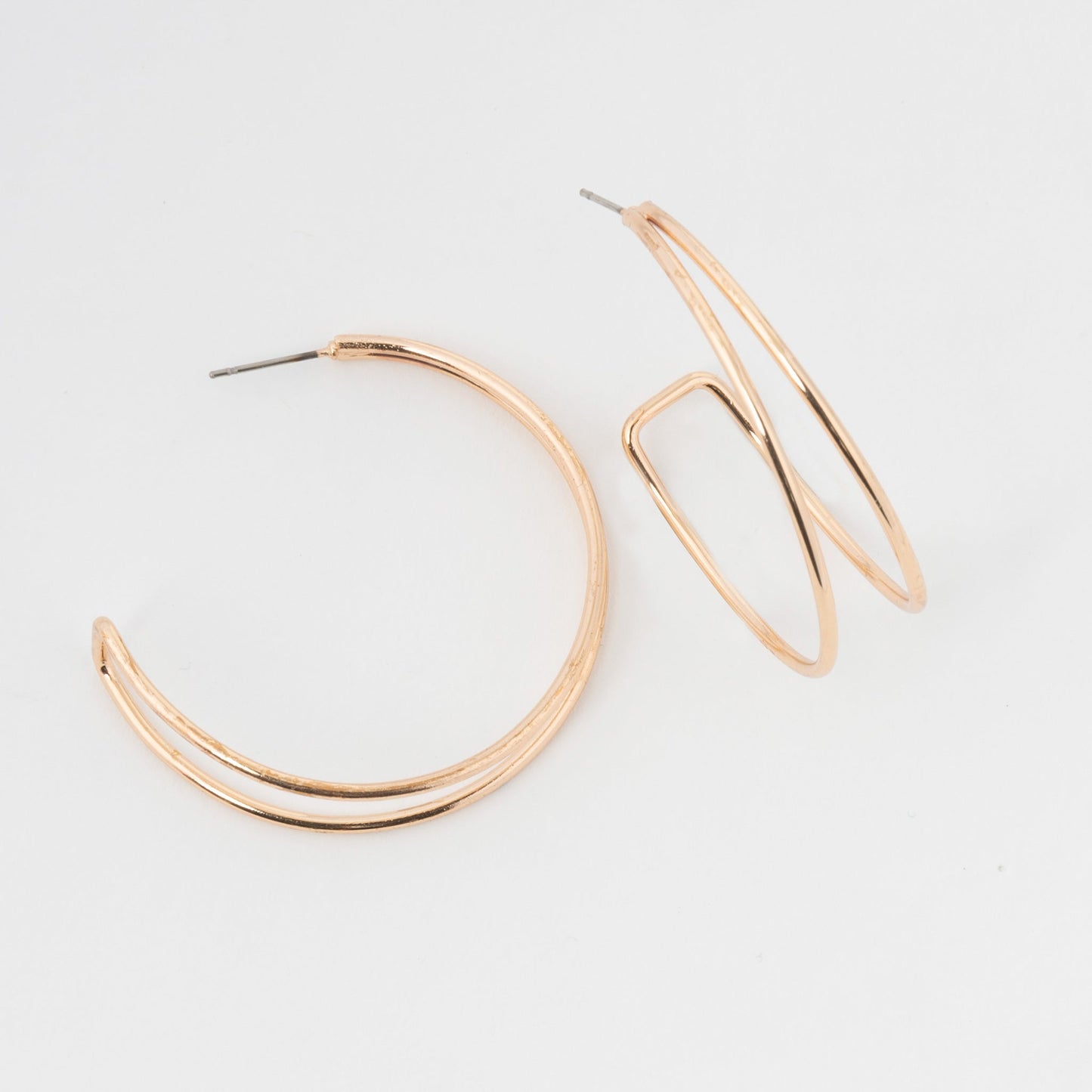 Large Double Bar C Hoop Earrings