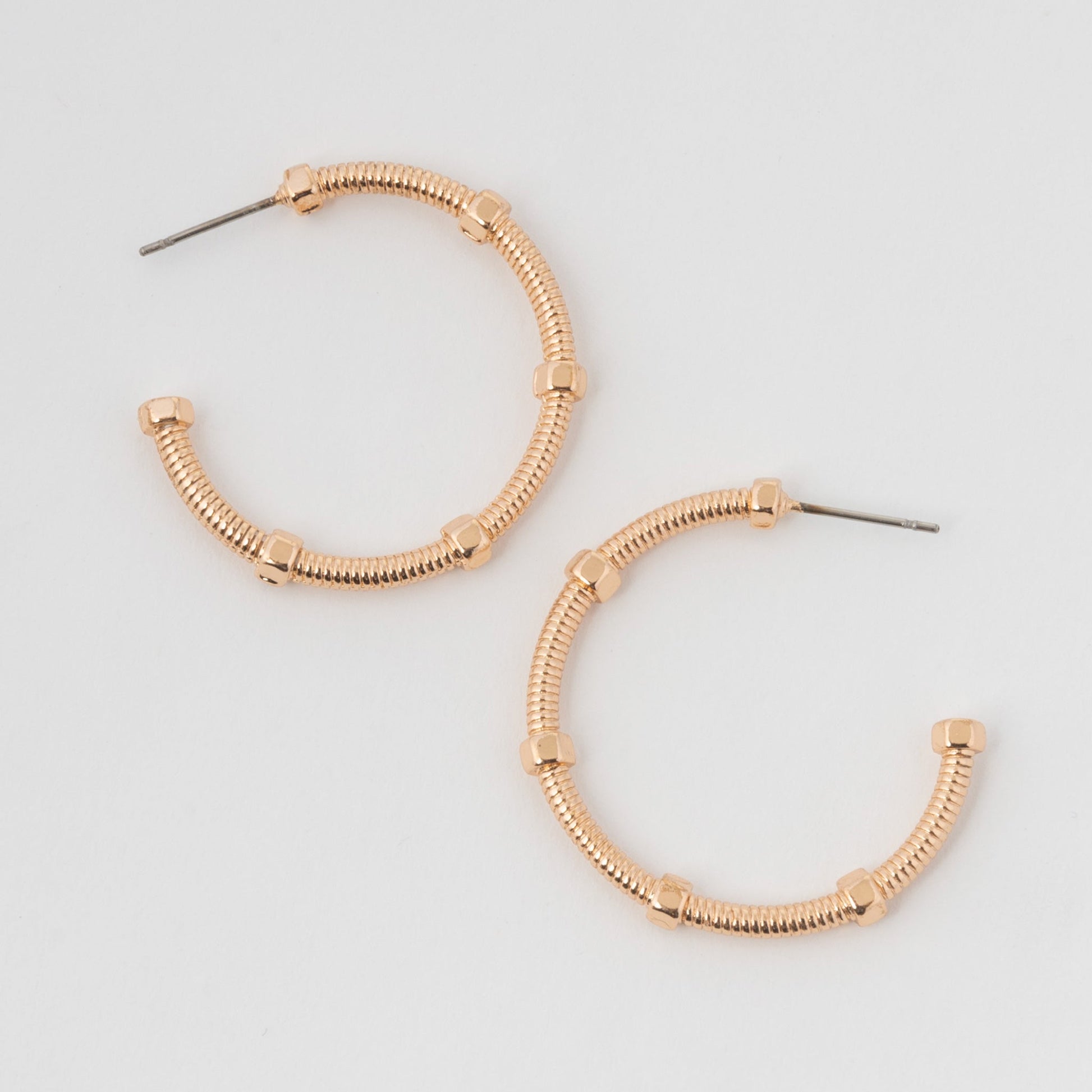 Medium Textured C Hoop Earrings
