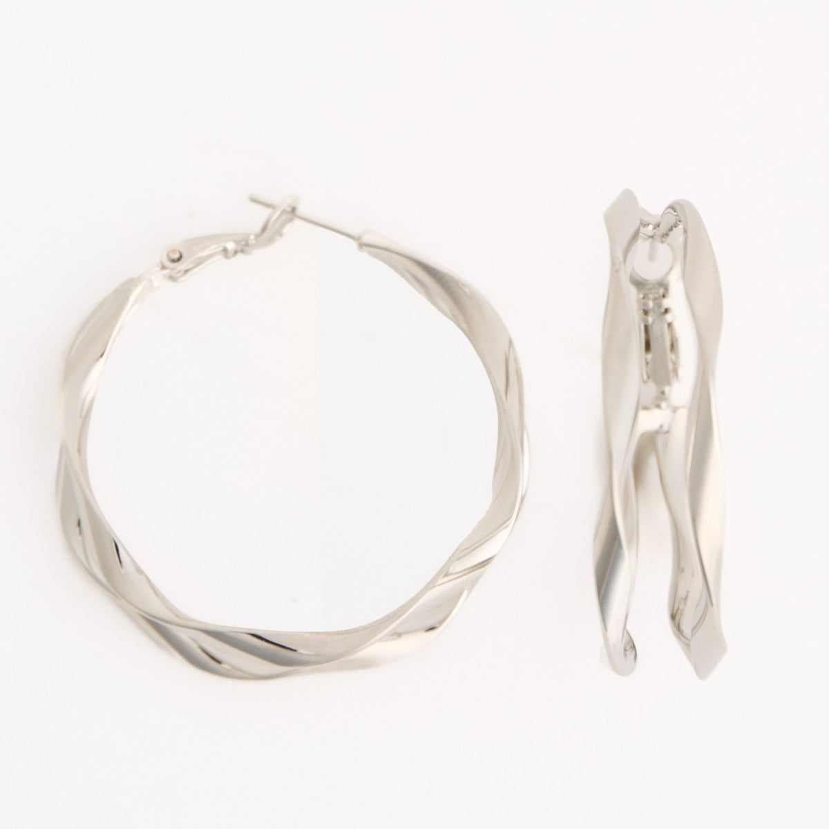 Oversized Split Twisted Open C-Hoop Earrings