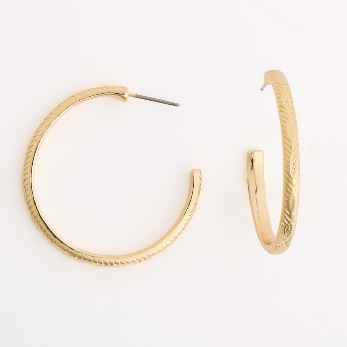 Diamond Cut Open C-Hoop Earrings