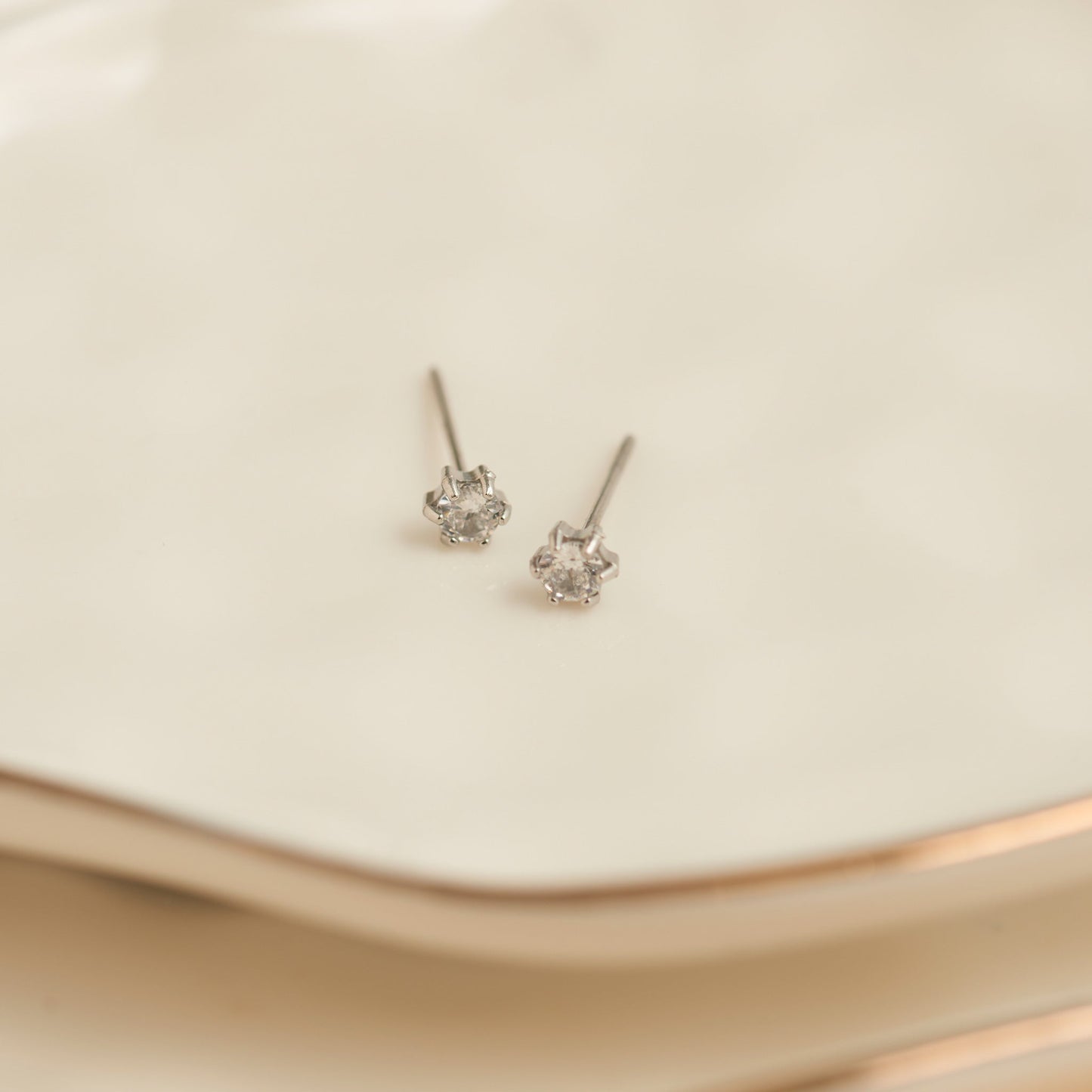 Narelle Waterproof 3mm Round Cubic Zirconia Stud Earrings