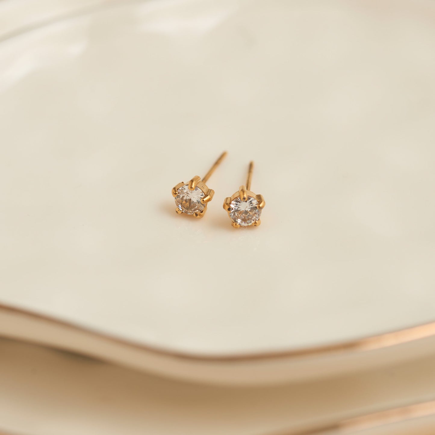 Narelle Waterproof 4mm Round Cubic Zirconia Stud Earrings