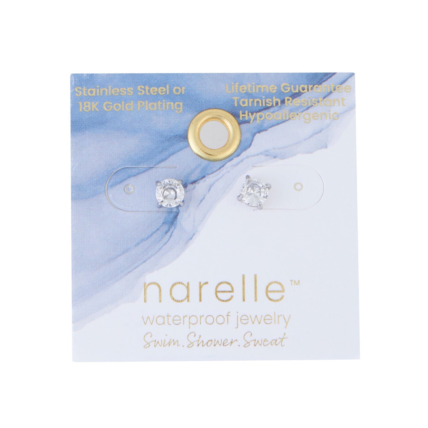 Narelle Waterproof 5mm Round Cubic Zirconia Stud Earrings