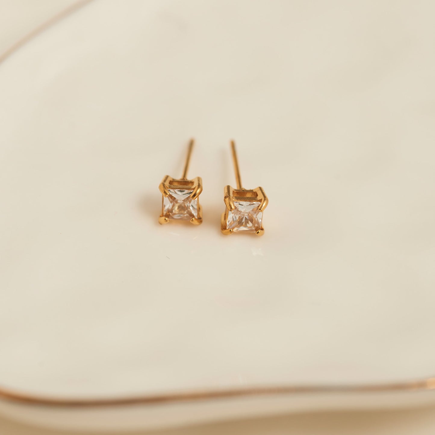 Narelle Waterproof 5mm Square Cubic Zirconia Stud Earrings