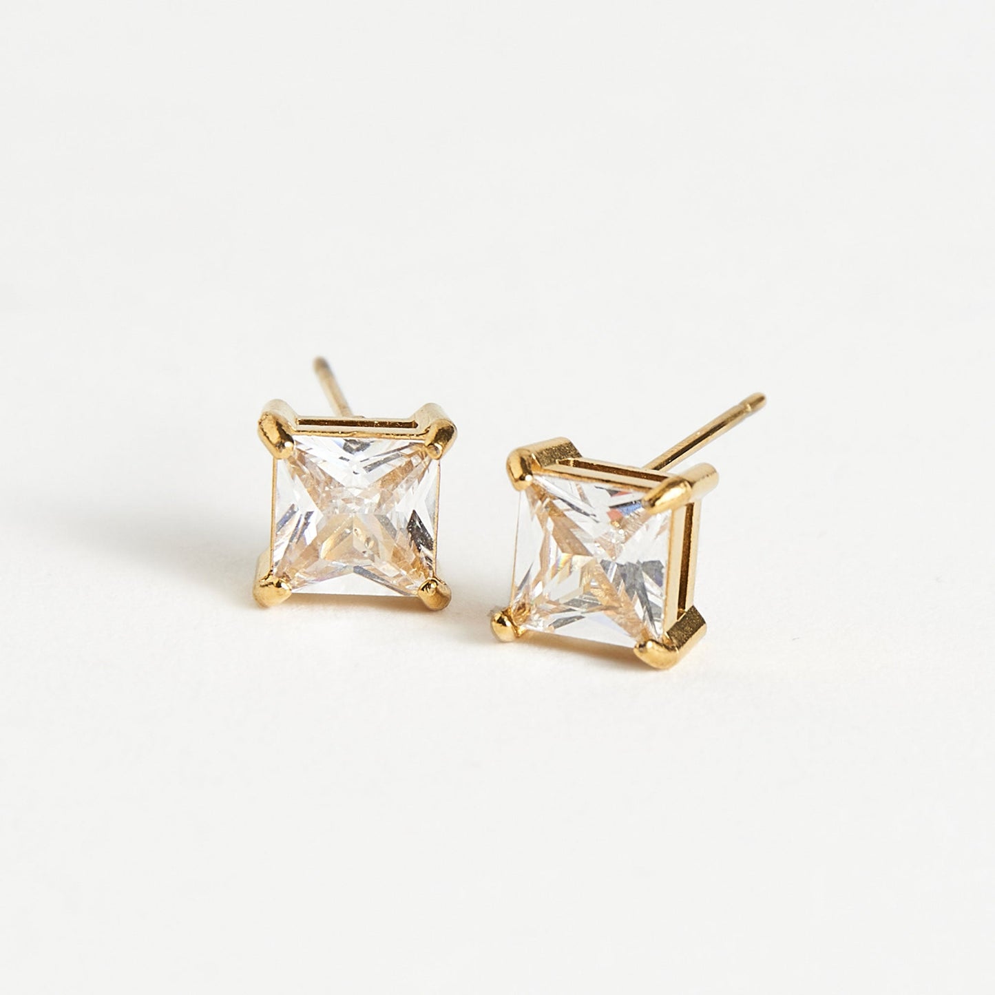 Narelle Waterproof 6mm Square Cubic Zirconia Stud Earrings
