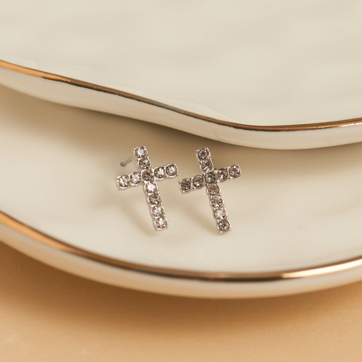 Narelle Waterproof Pave Cross Stud Earrings