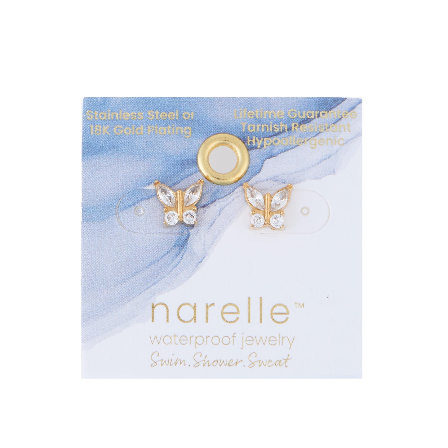 Narelle Waterproof Crystal Butterfly Stud Earrings