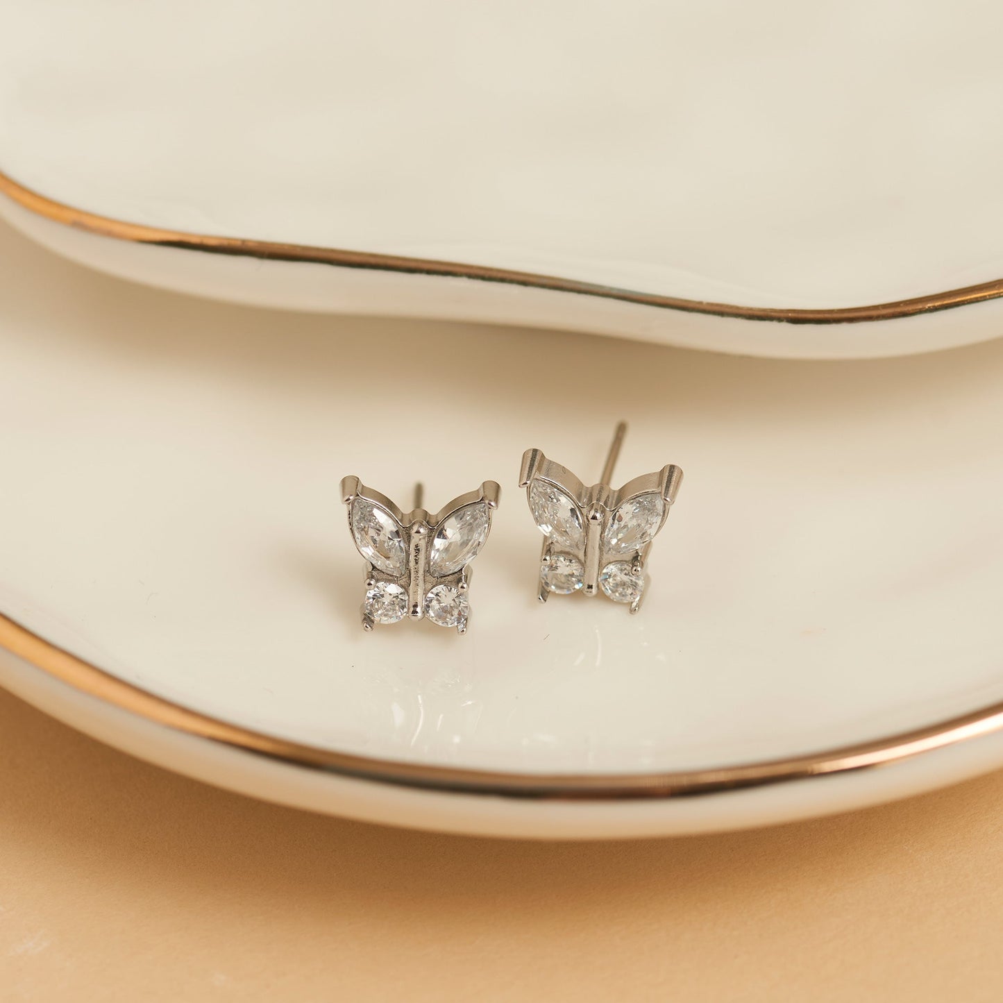 Narelle Waterproof Crystal Butterfly Stud Earrings