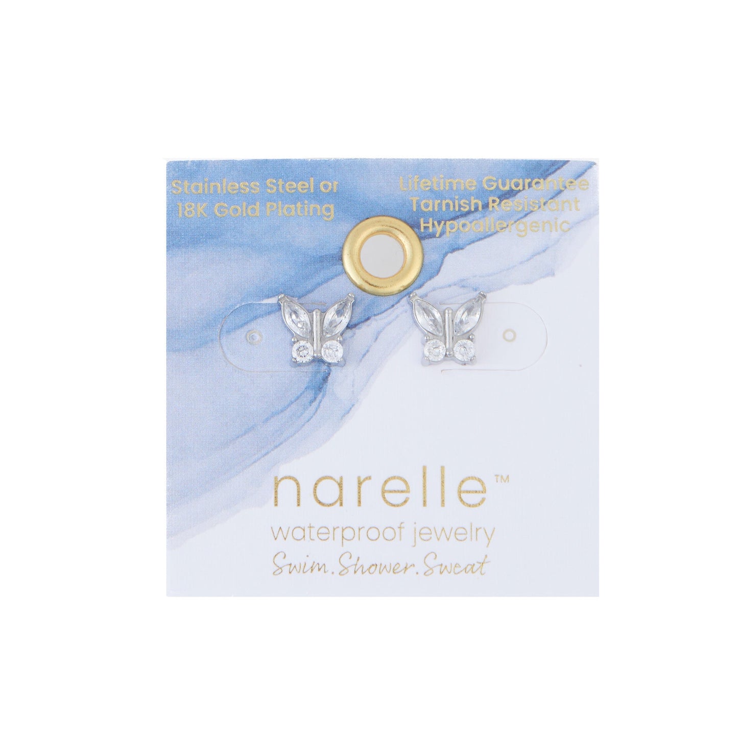 Narelle Waterproof Crystal Butterfly Stud Earrings