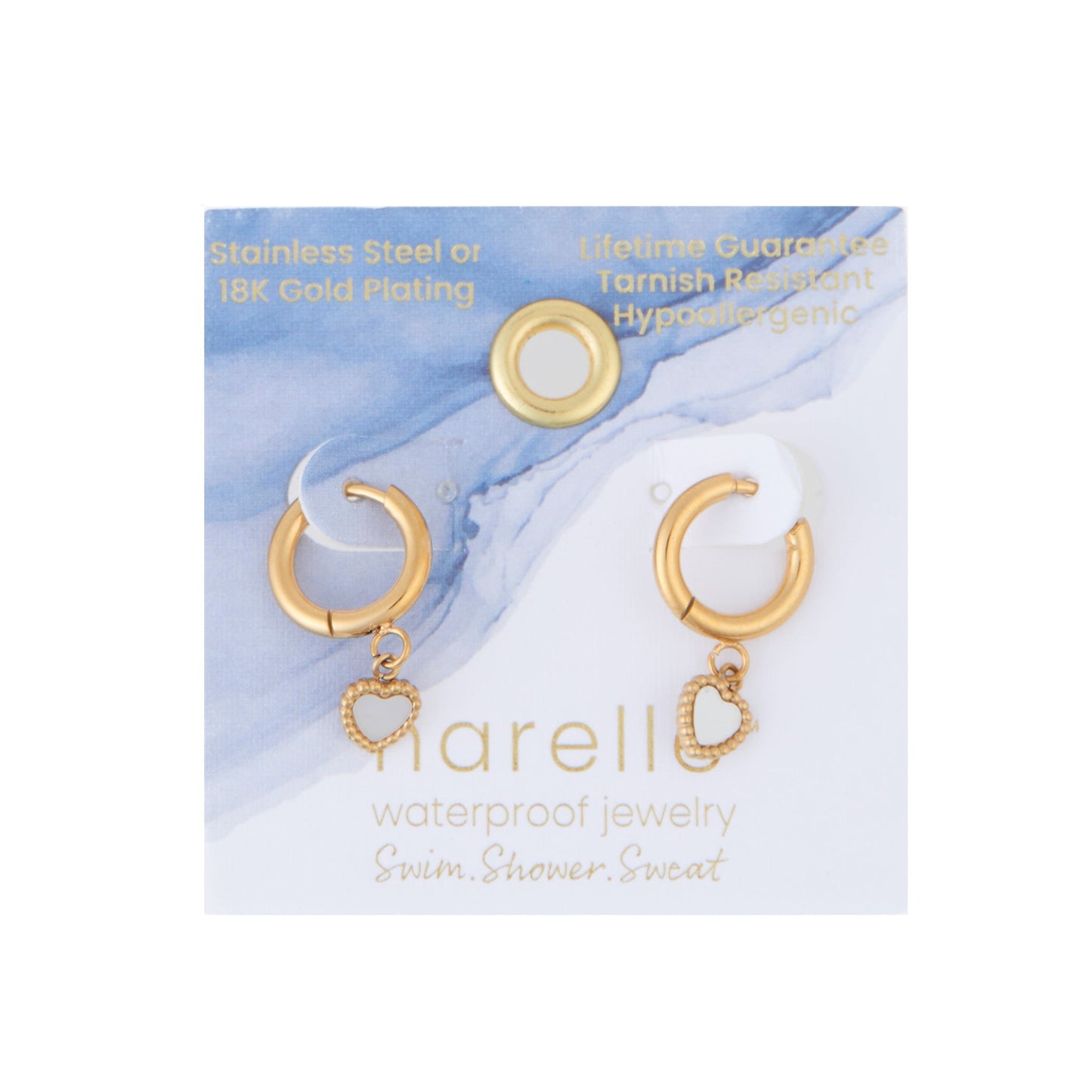 Narelle Waterproof Heart Huggie Hoop Earrings