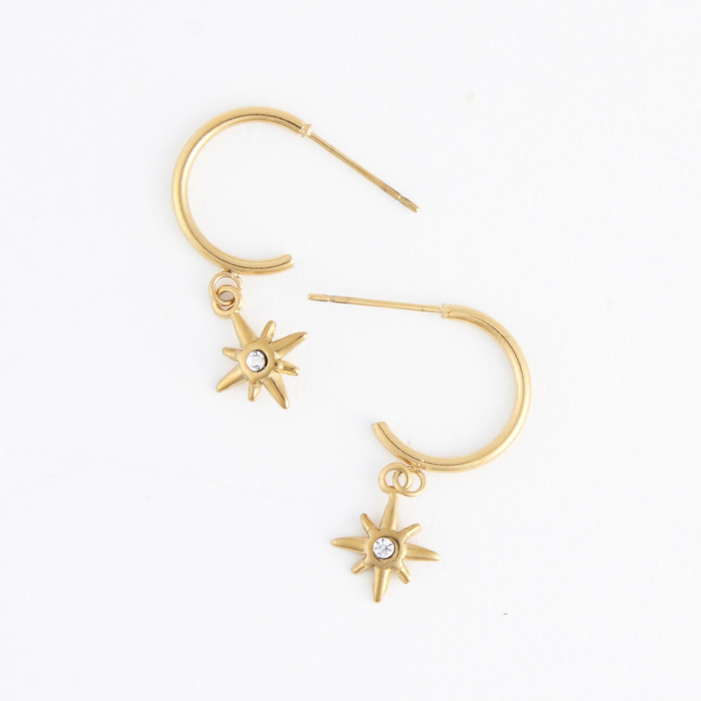 Narelle Waterproof Starburst Charm C Hoop Earrings
