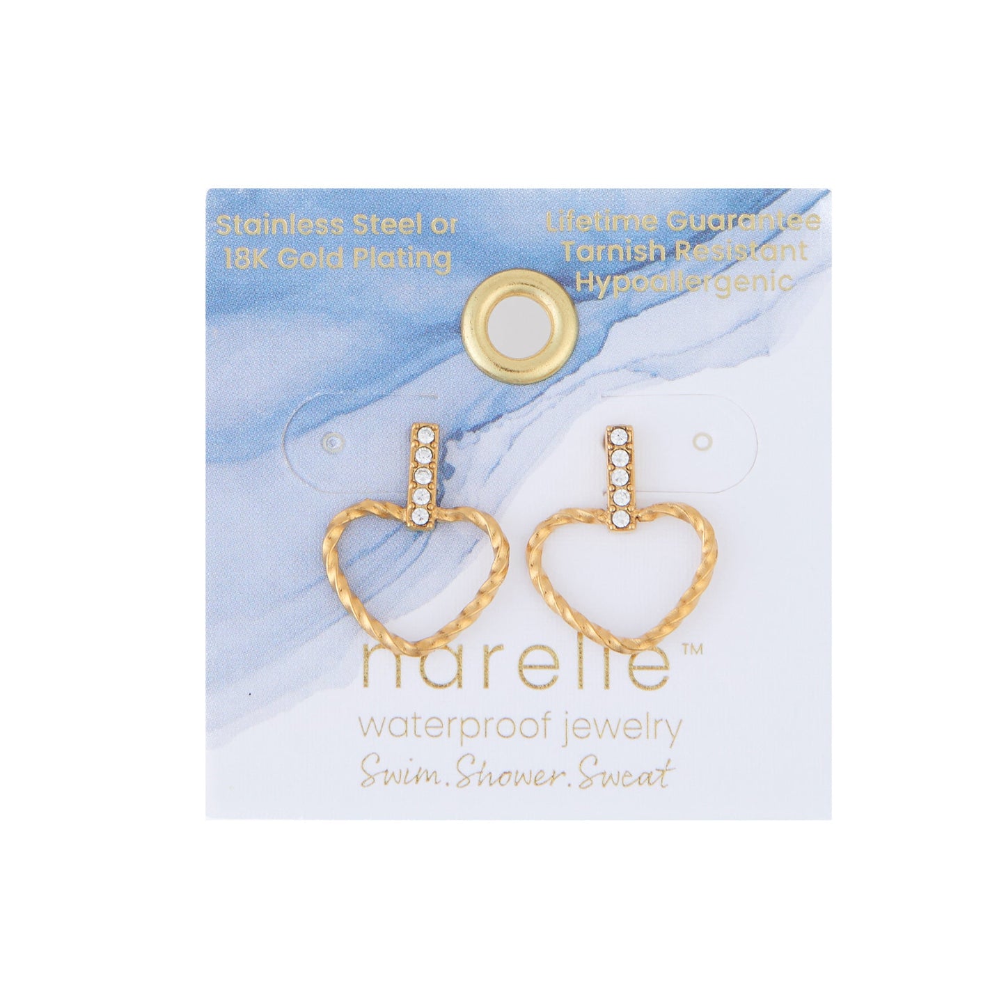 Narelle Waterproof Heart Outline Bar Stud Earrings