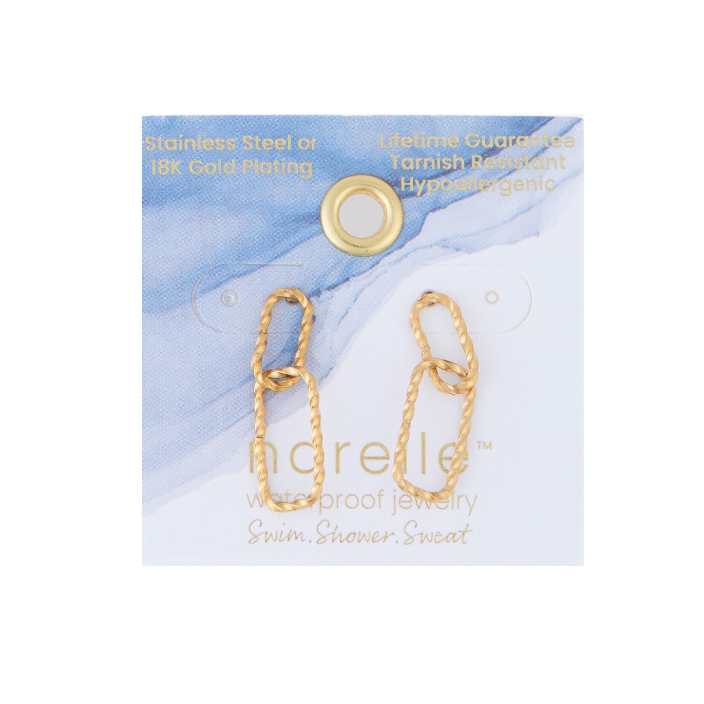 Narelle Waterproof Textured Oval Link Stud Earrings