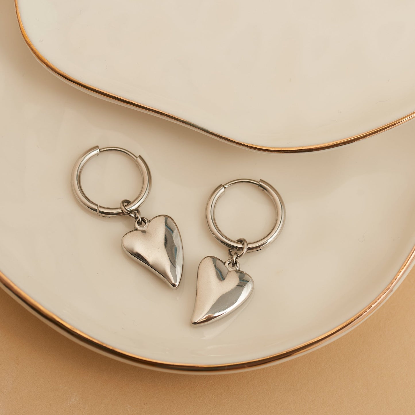 Narelle Waterproof Heart Charm Hoop Earrings