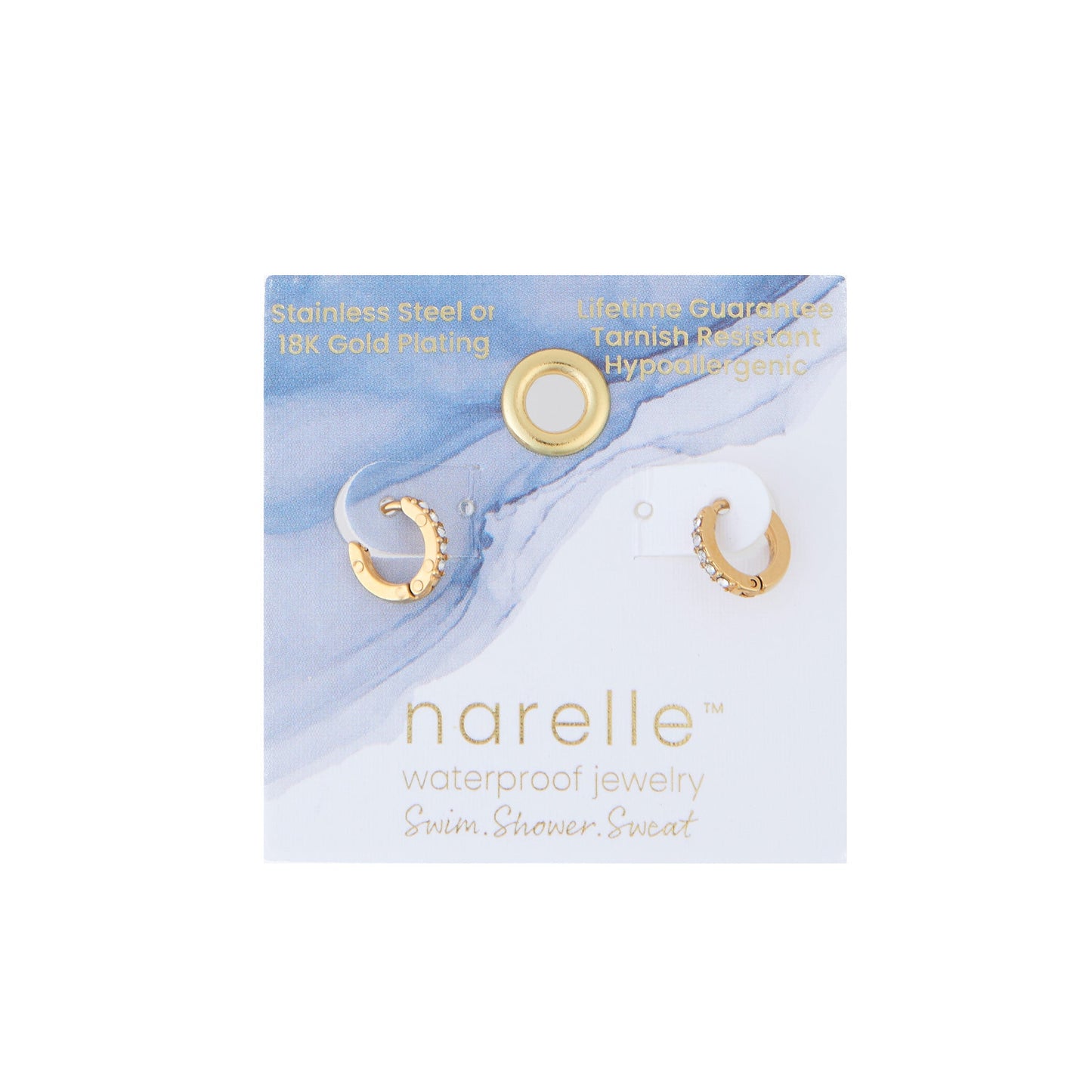 Narelle Waterproof Pave Huggie Hoop Earrings