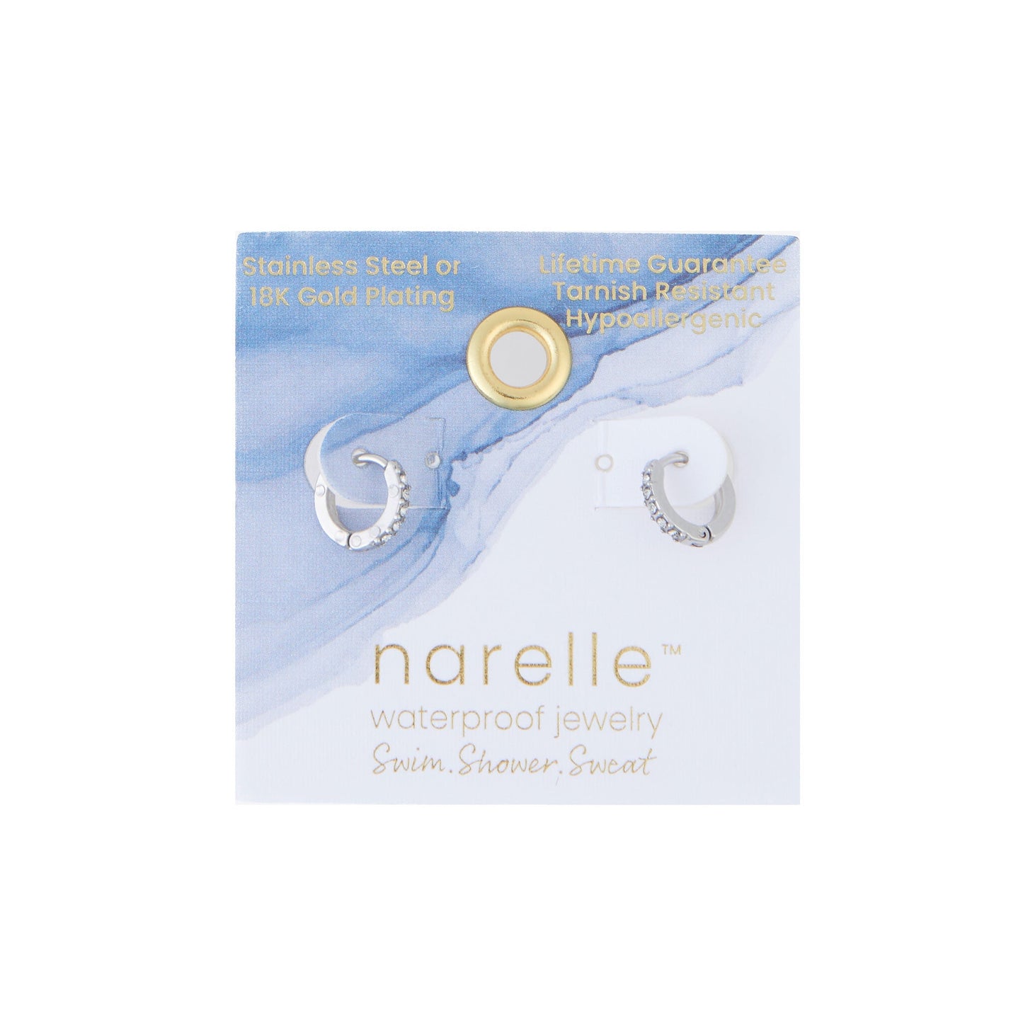 Narelle Waterproof Pave Huggie Hoop Earrings