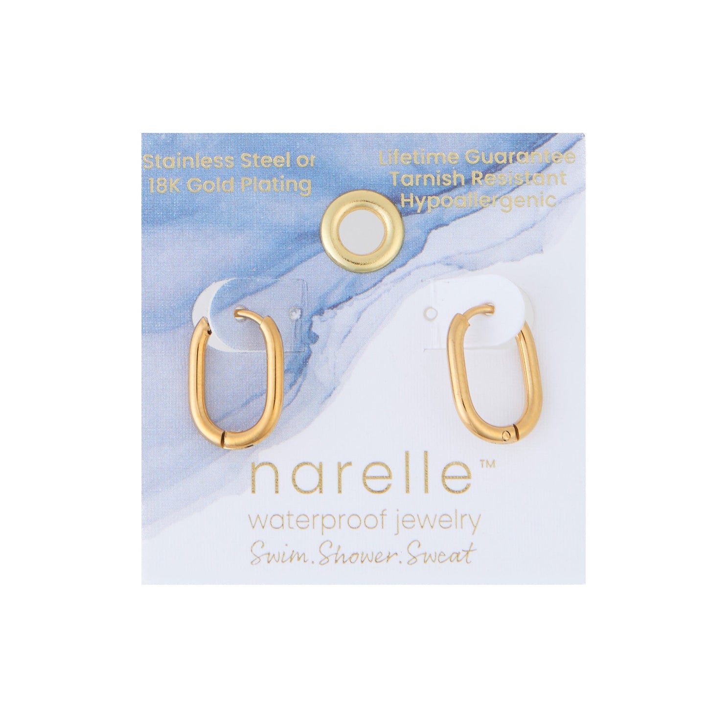 Narelle Waterproof Oval Huggie Hoop Earrings