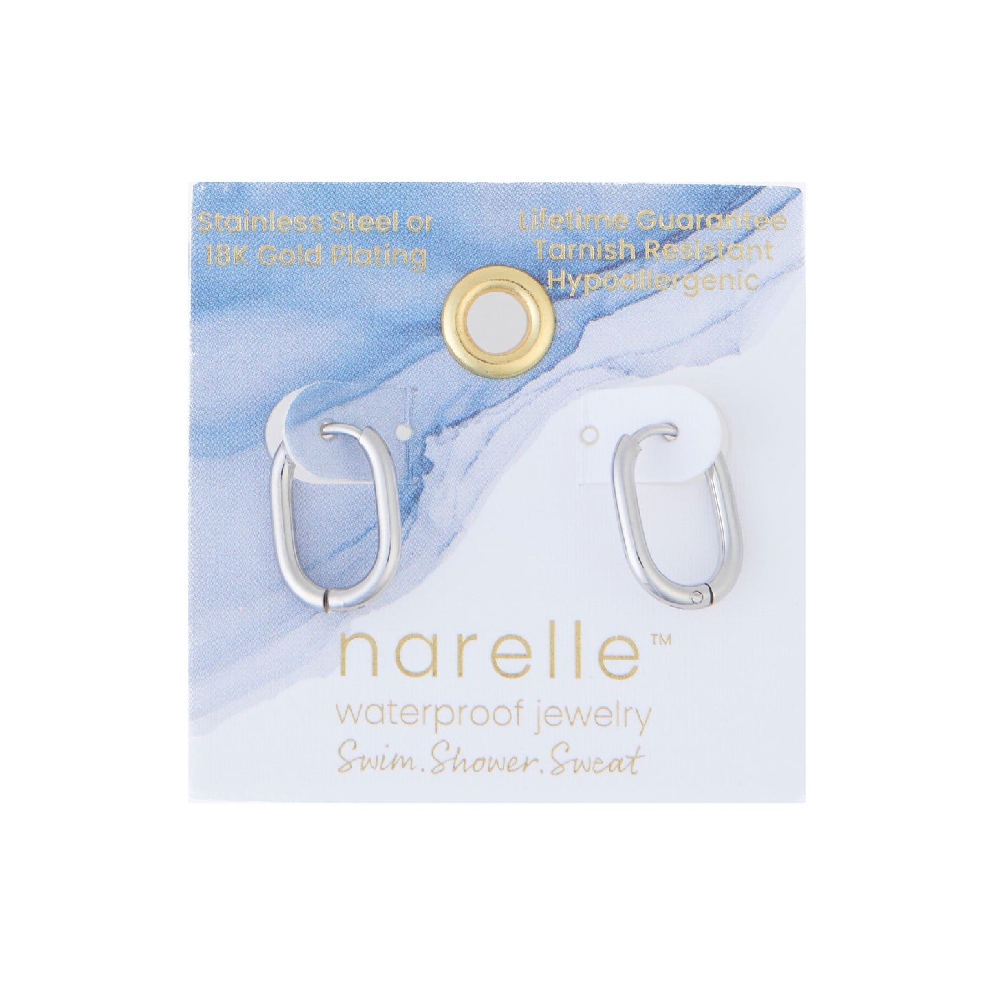 Narelle Waterproof Oval Huggie Hoop Earrings