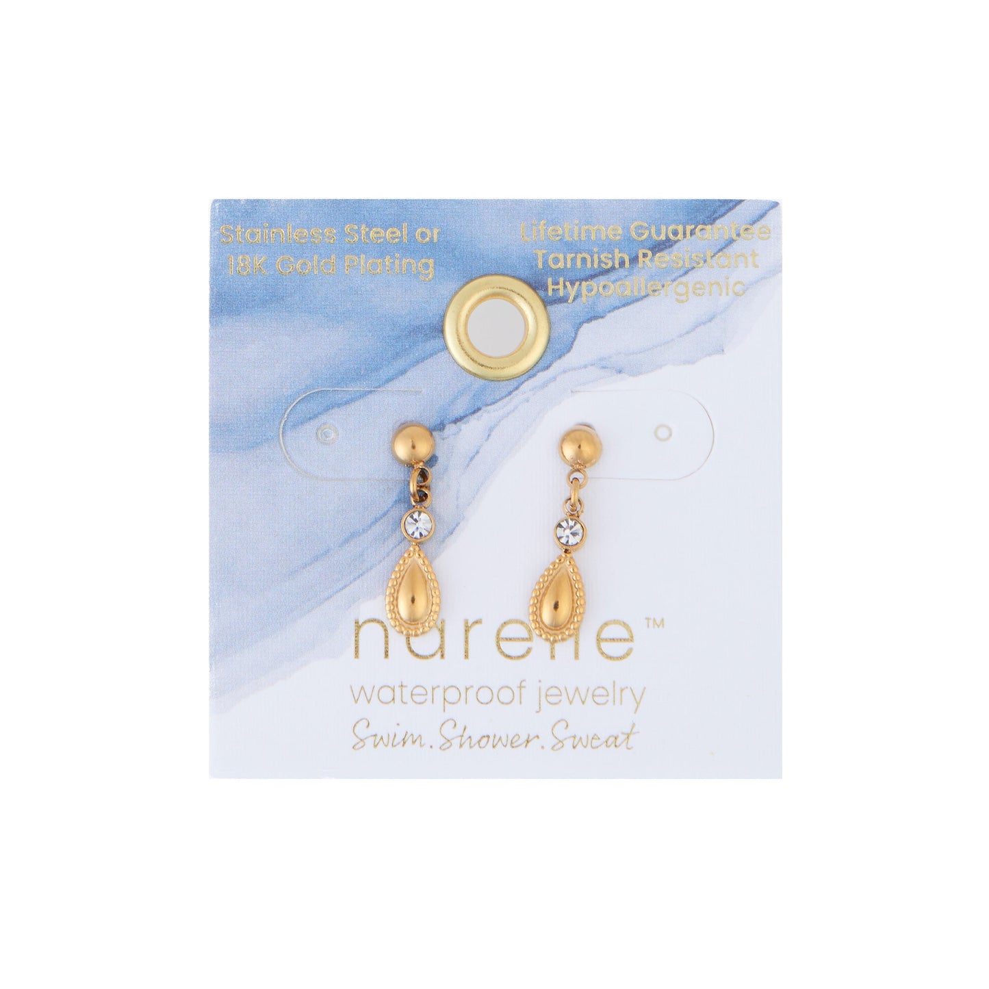 Narelle Waterproof Teardrop Dangle Stud Earrings