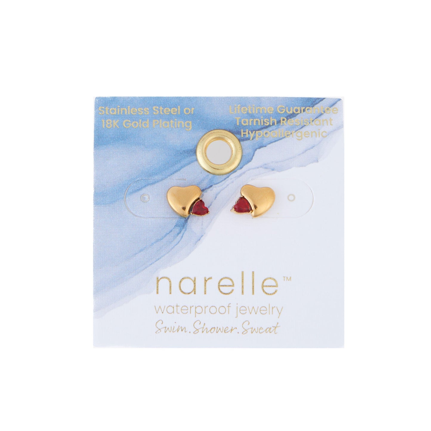 Narelle Waterproof Heart Stud Earrings