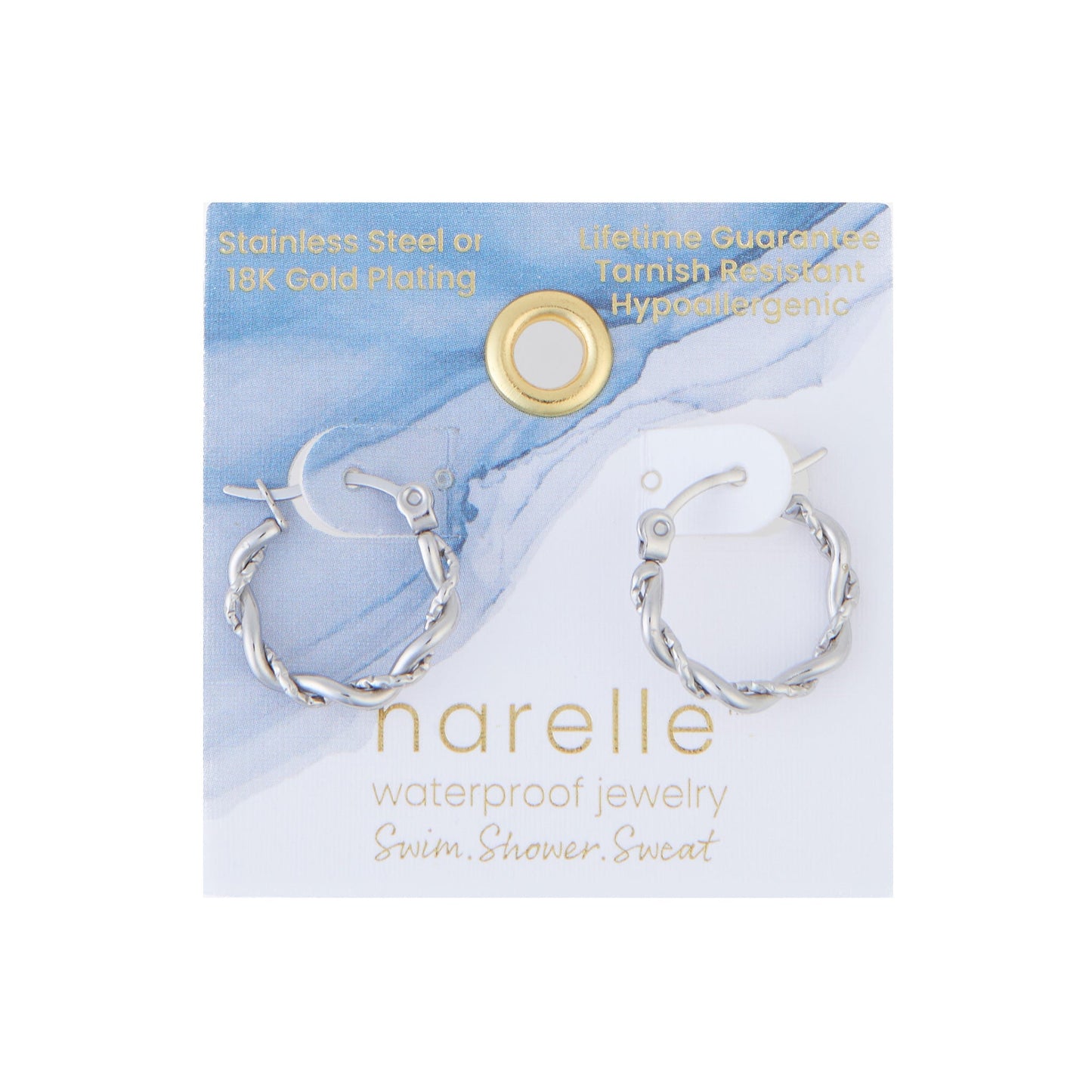 Narelle Waterproof Twisted Hoop Earrings
