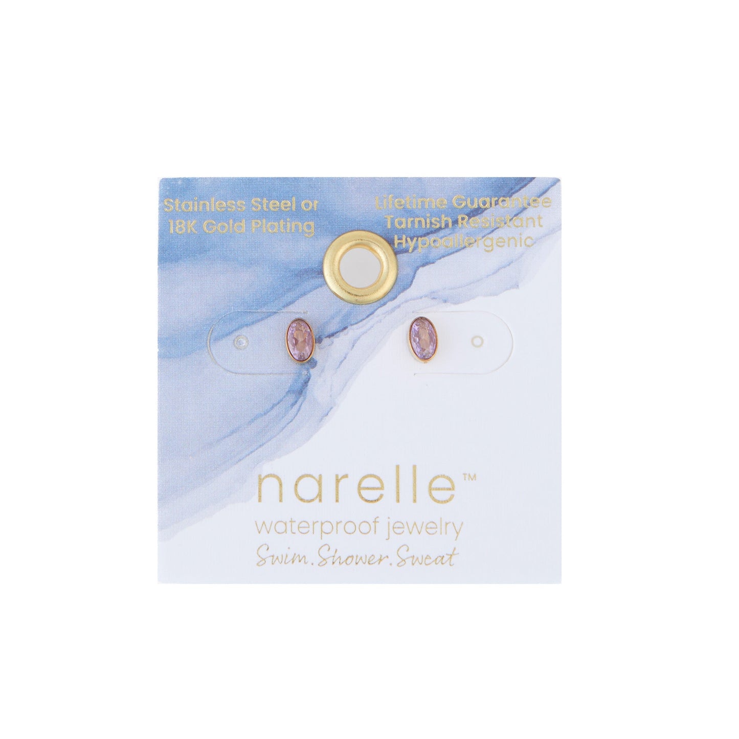 Narelle Waterproof Oval Gem Stud Earrings