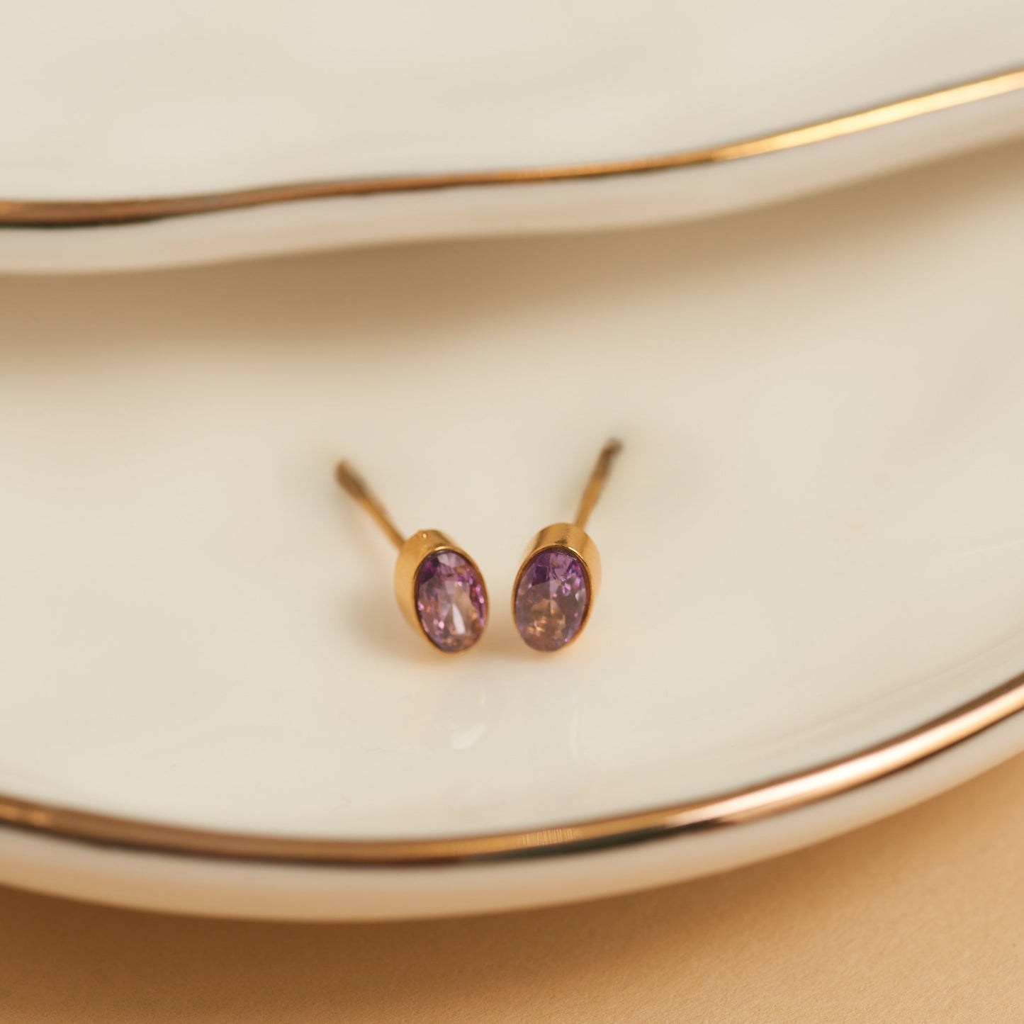 Narelle Waterproof Oval Gem Stud Earrings