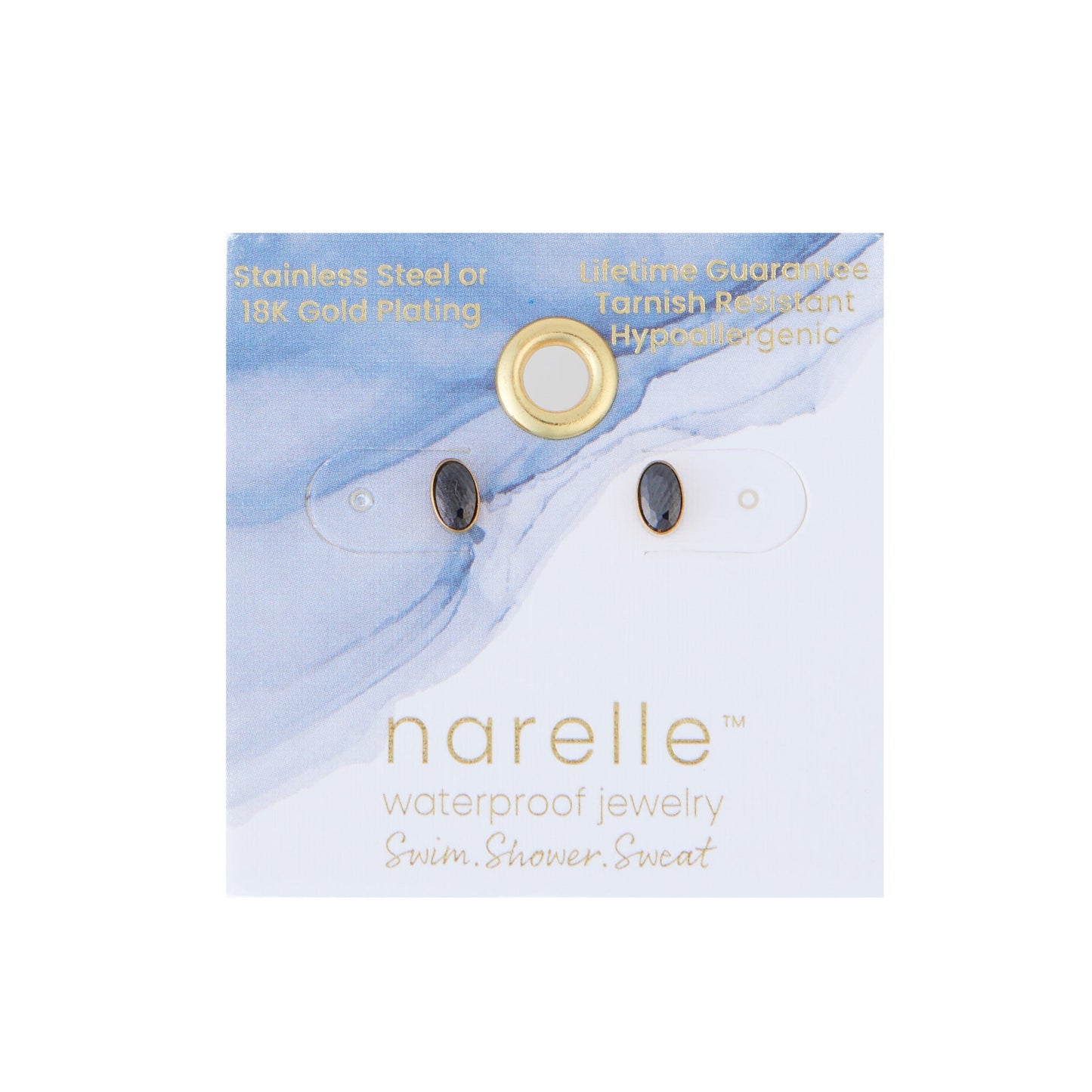 Narelle Waterproof Oval Gem Stud Earrings
